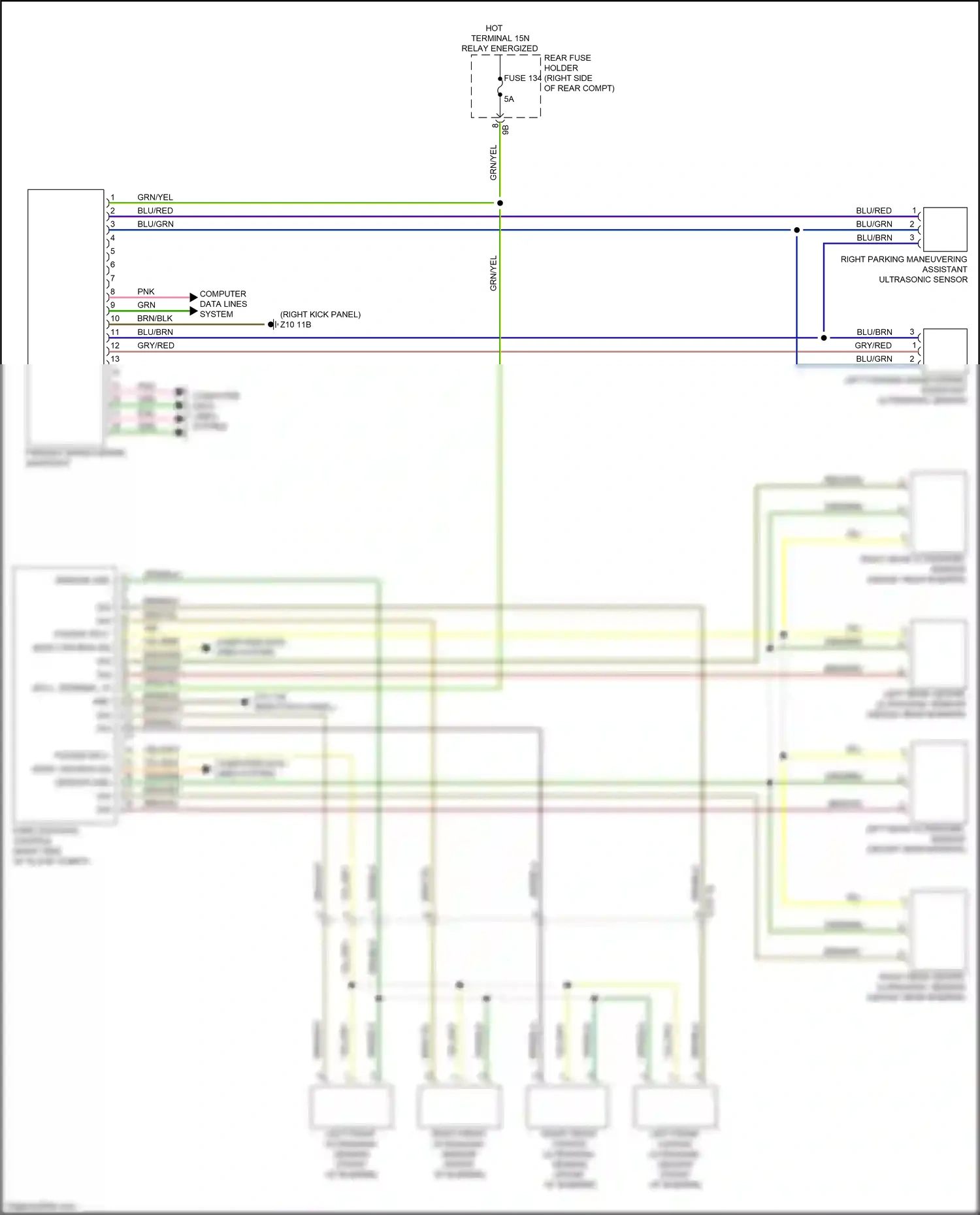 Wiring diagram computer data lines system for BMW 5 series F10/F11 facelift (2013-2017) (70 of 107)