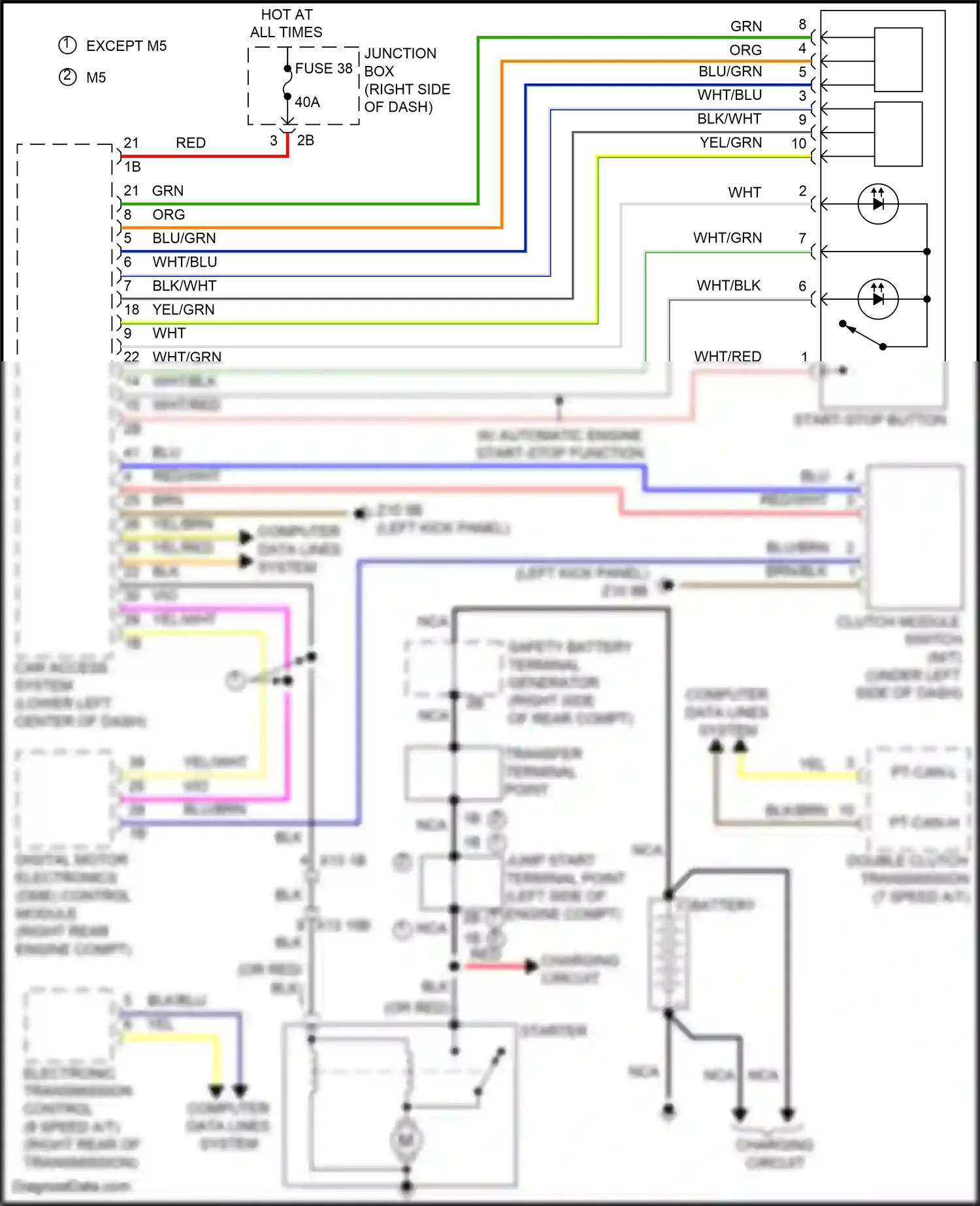 Wiring diagram computer data lines system for BMW 5 series F10/F11 facelift (2013-2017) (58 of 107)