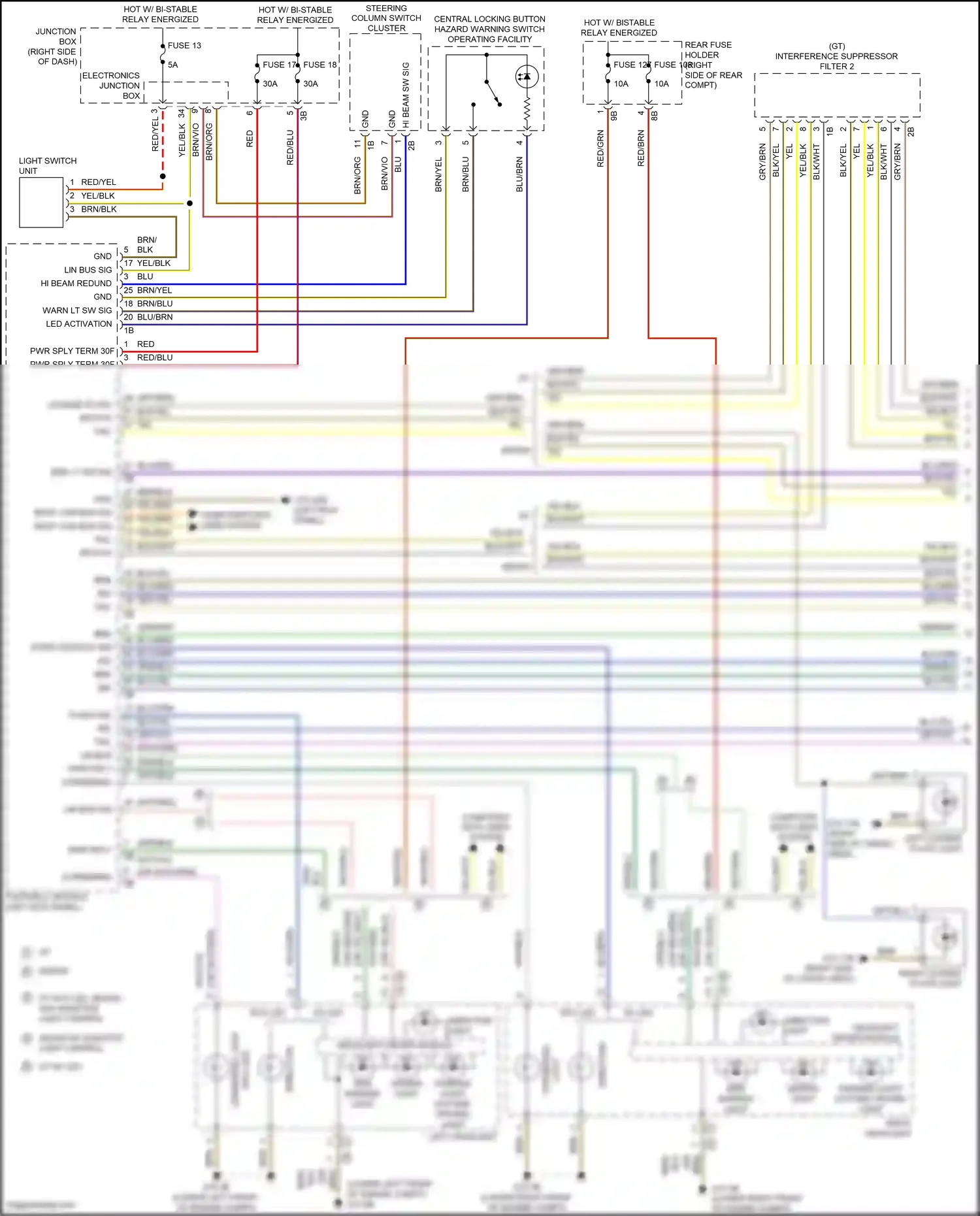 Wiring diagram direction light for BMW 5 series F10/F11 facelift (2013-2017) (1 of 1)