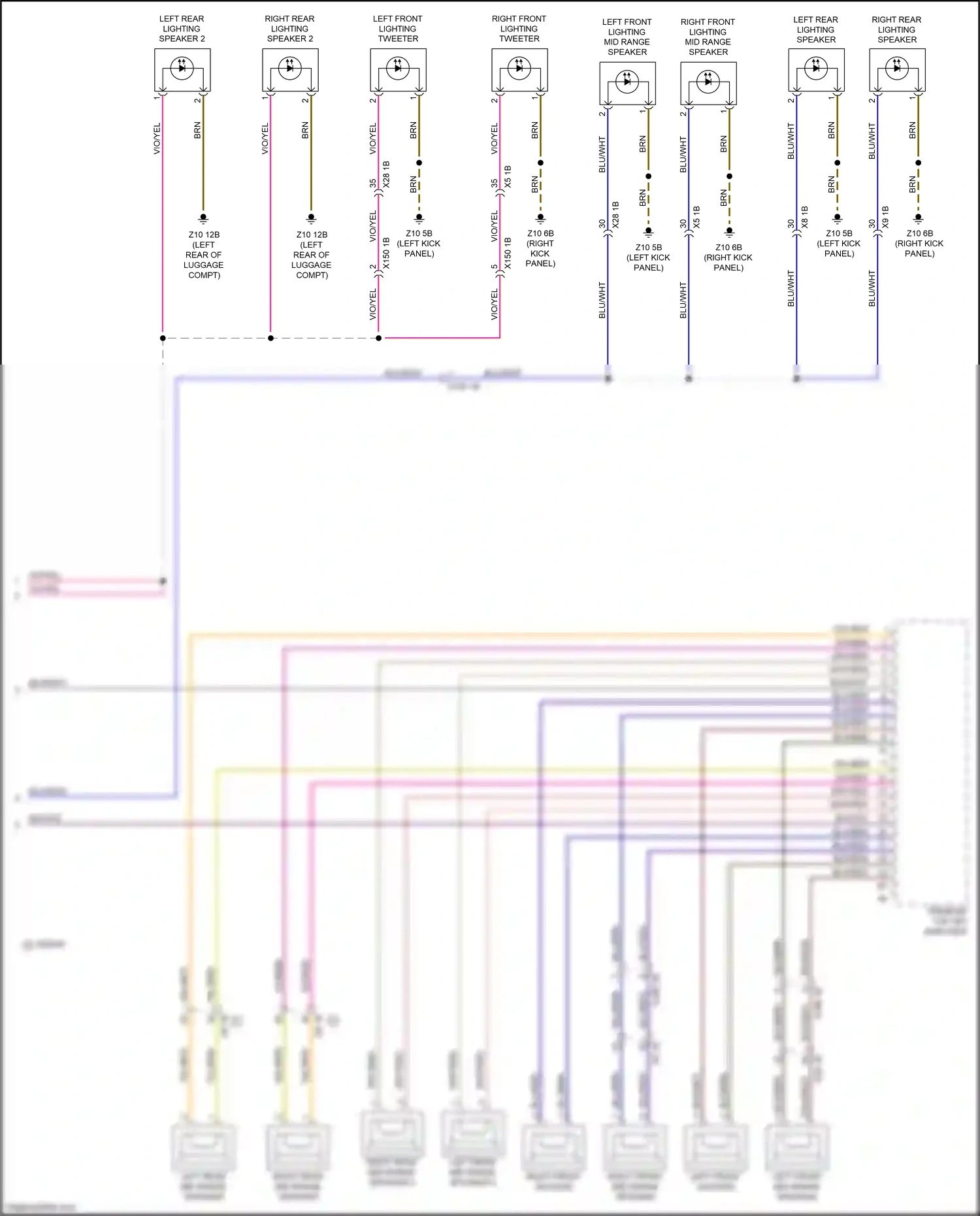 Wiring diagram left front lighting mid-range speaker for BMW 5 series F10/F11 facelift (2013-2017) (1 of 1)