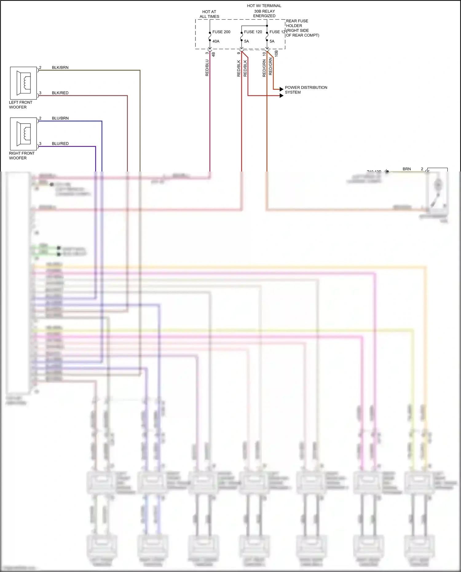 Wiring diagram left front mid-range speaker for BMW 5 series F10/F11 facelift (2013-2017) (8 of 9)