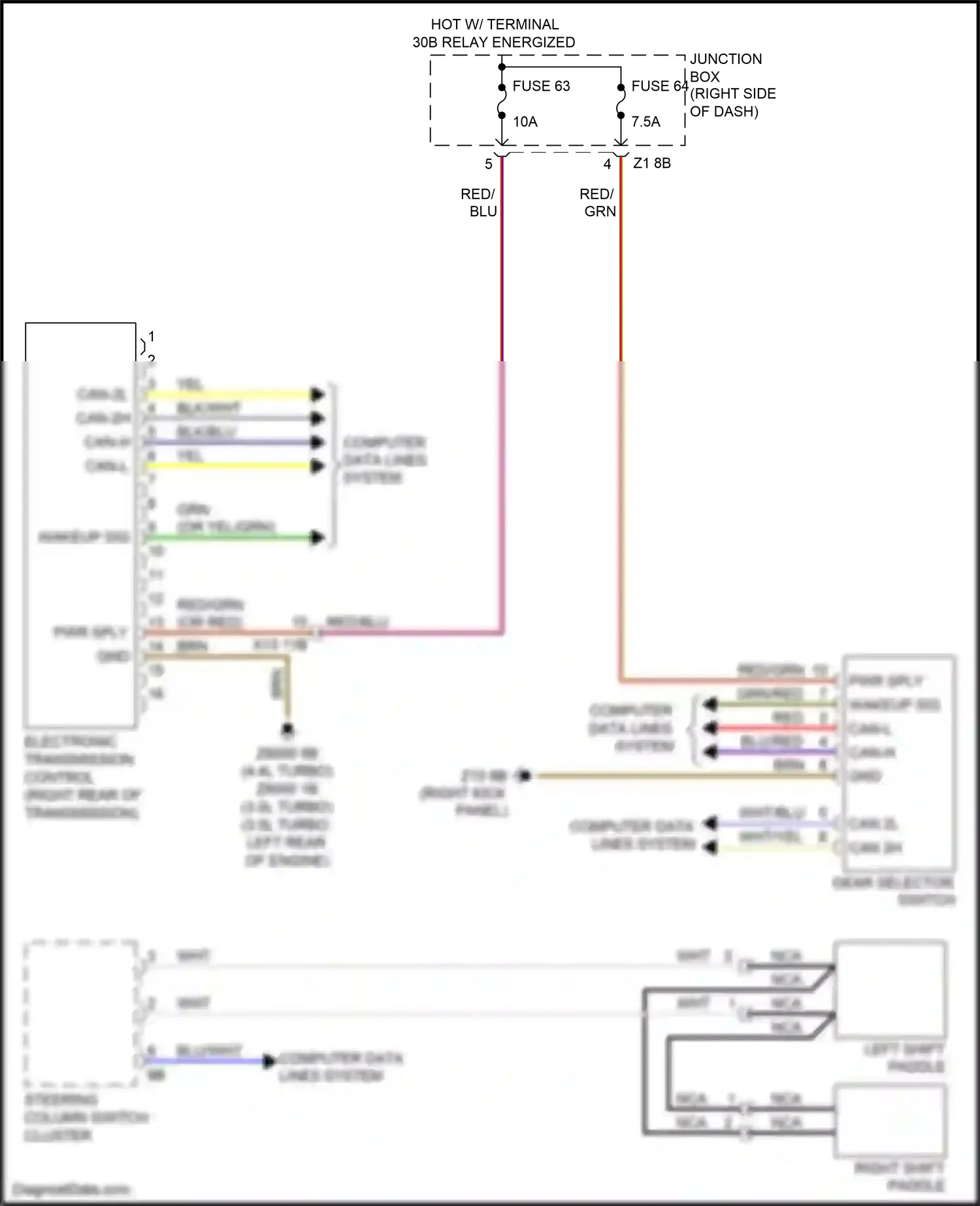 Wiring diagram left shift paddle for BMW 5 series F10/F11 facelift (2013-2017) (1 of 1)