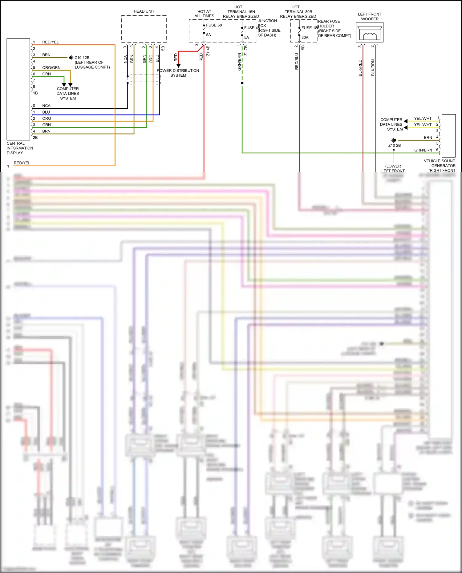 Wiring diagram right front mid-range speaker for BMW 5 series F10/F11 facelift (2013-2017) (4 of 9)