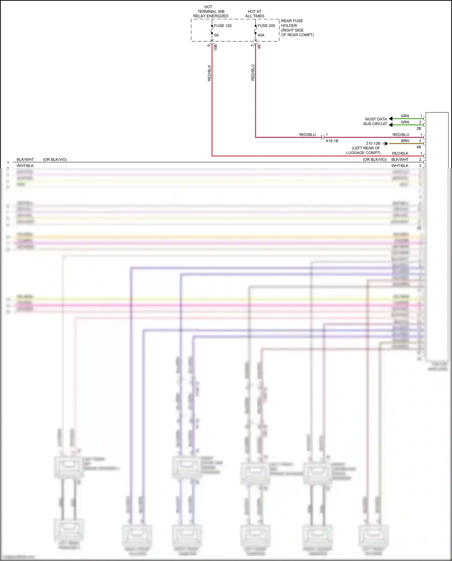 Wiring diagram right front mid-range speaker for BMW 5 series F10/F11 facelift (2013-2017) (7 of 9)