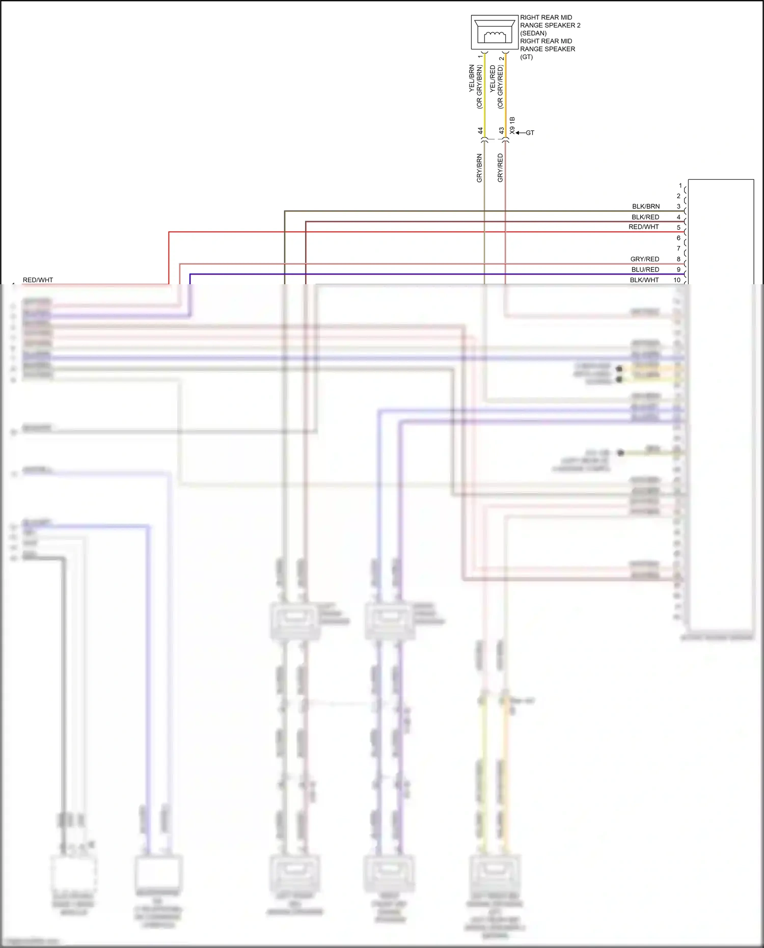 Wiring diagram right front mid-range speaker for BMW 5 series F10/F11 facelift (2013-2017) (1 of 9)