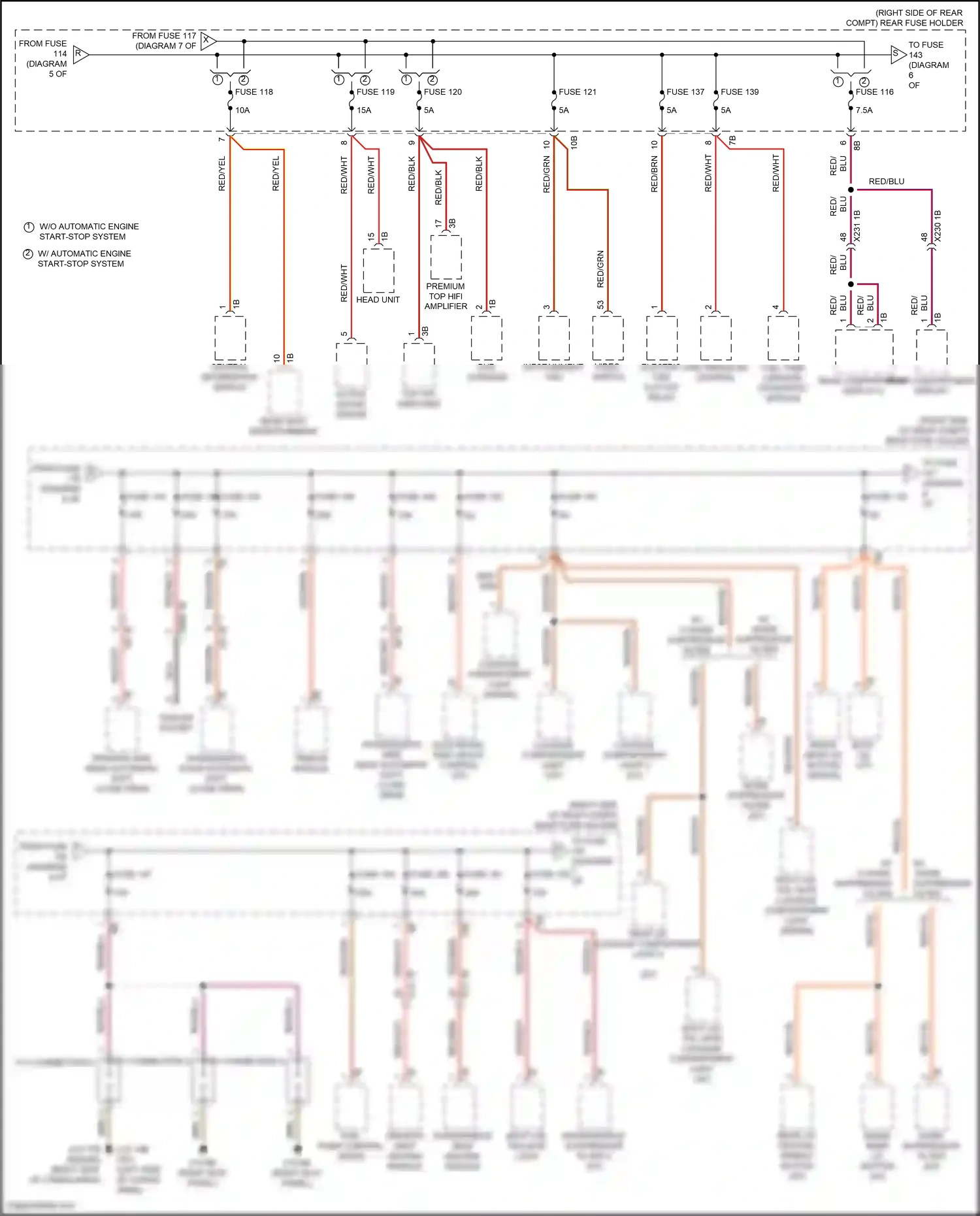 Wiring diagram trailer socket for BMW 5 series F10/F11 facelift (2013-2017) (3 of 4)
