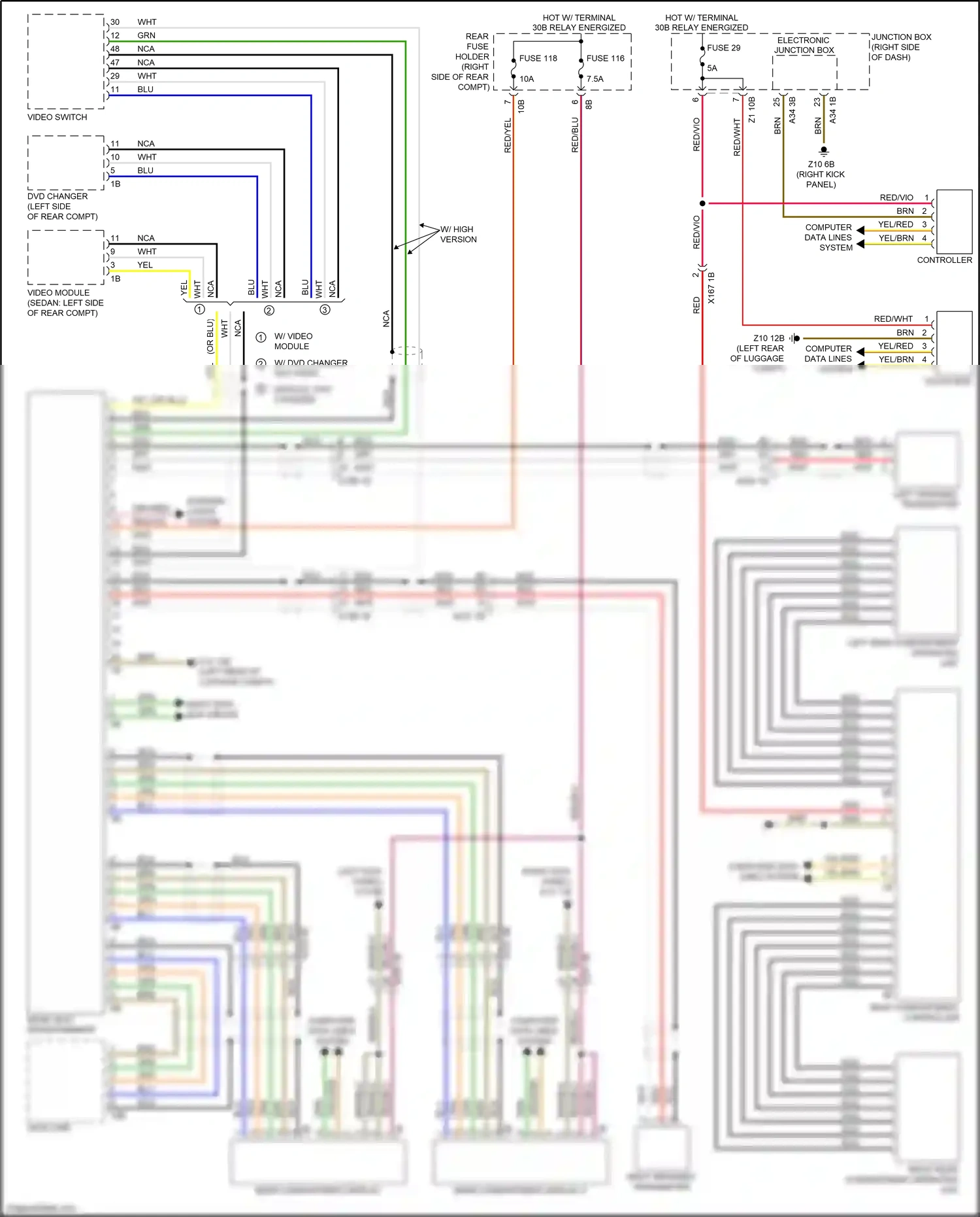 Wiring diagram video module for BMW 5 series F10/F11 facelift (2013-2017) (9 of 12)
