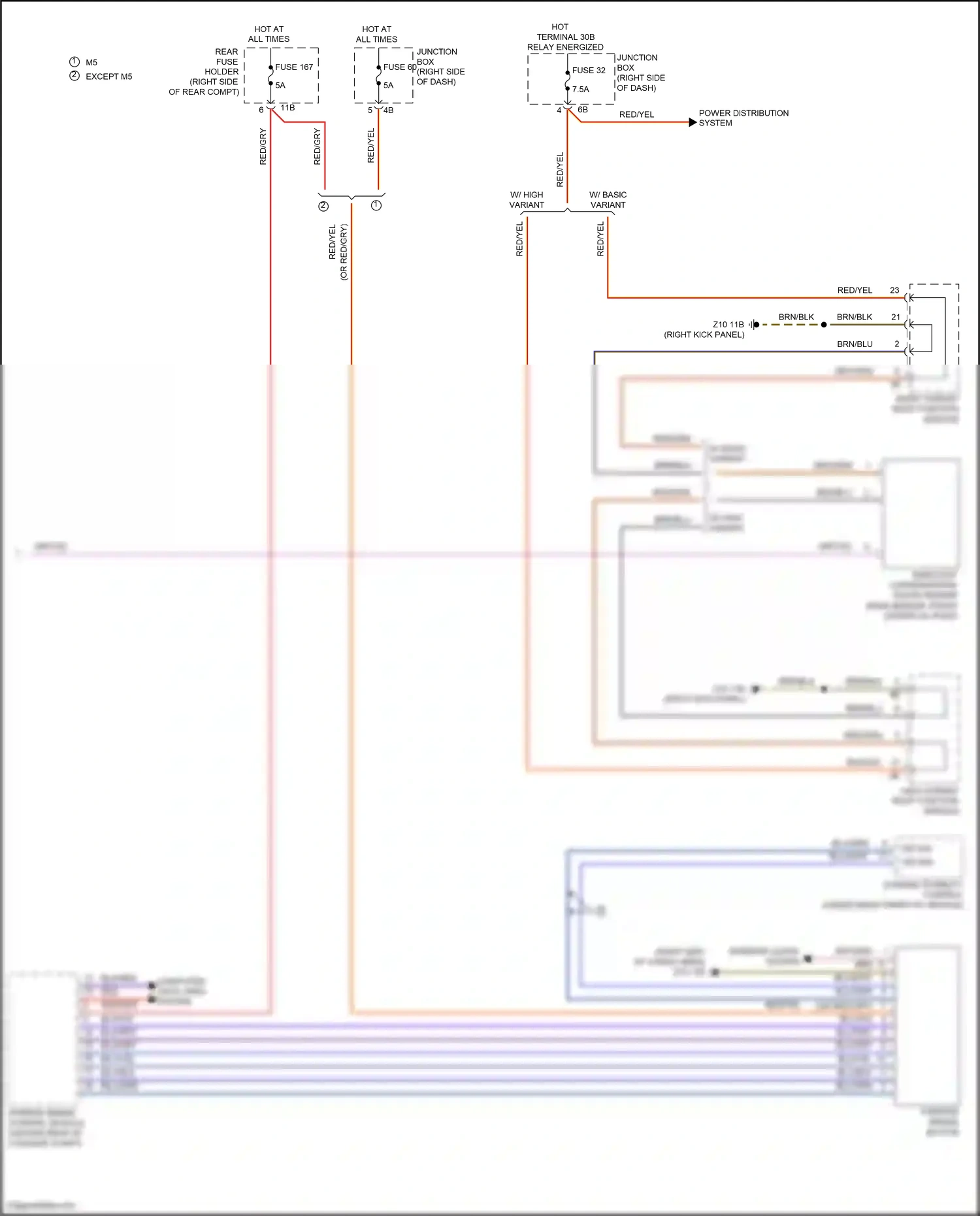 Wiring diagram w/ basic variant for BMW 5 series F10/F11 facelift (2013-2017) (4 of 4)
