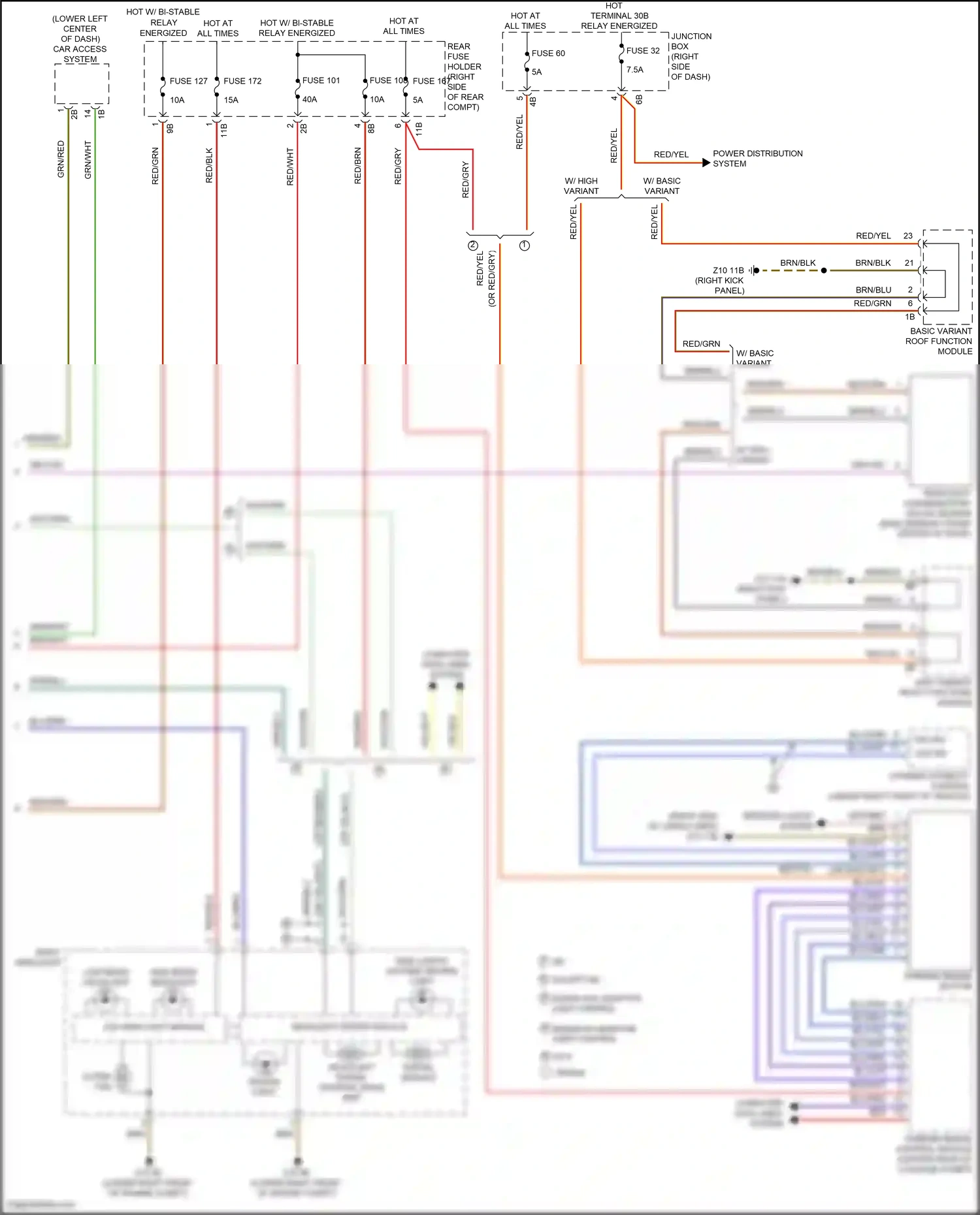 Wiring diagram w/ basic variant for BMW 5 series F10/F11 facelift (2013-2017) (3 of 4)
