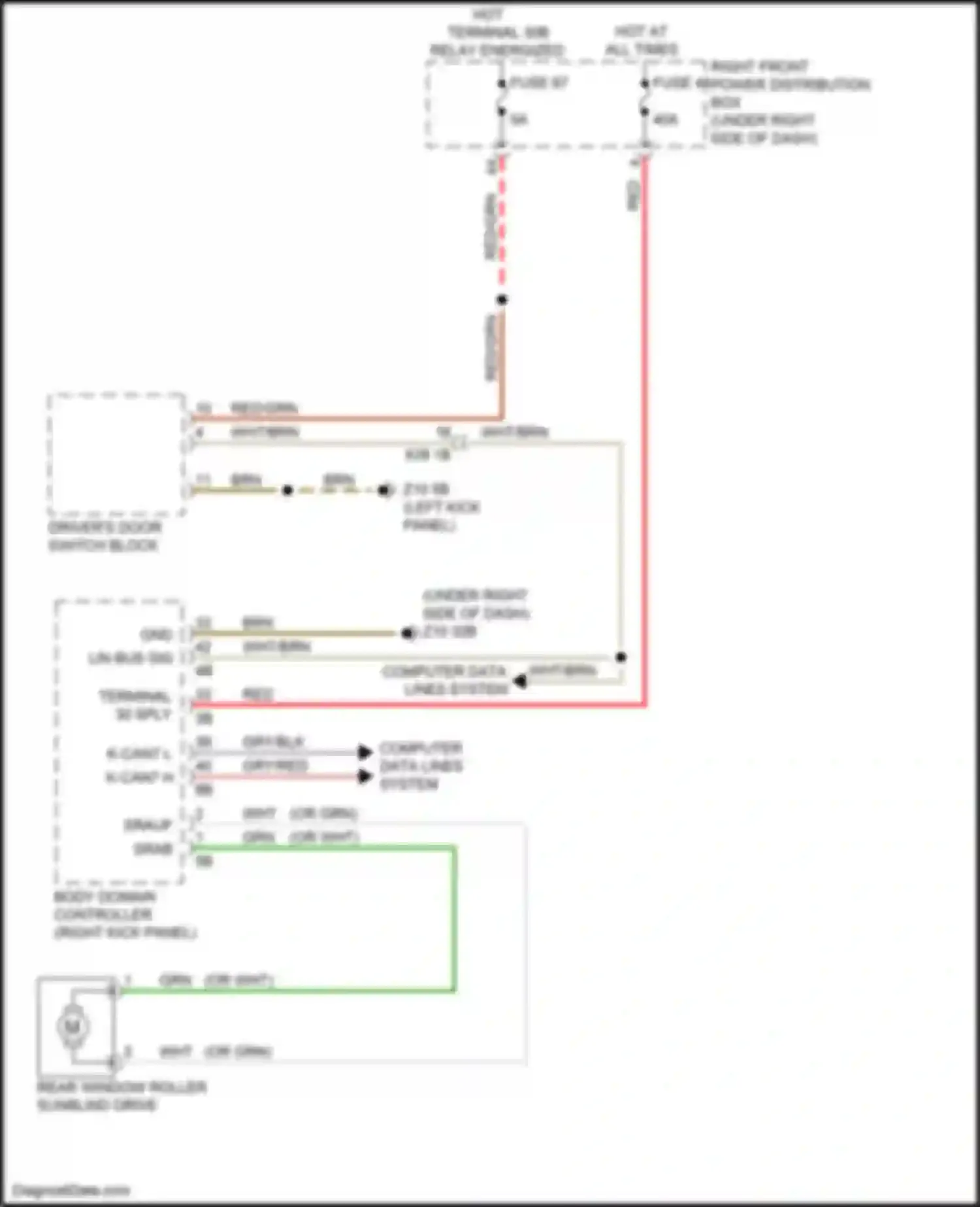 5 series BMW G30/G31 facelift (2020-2024): Roller sun blind circuit