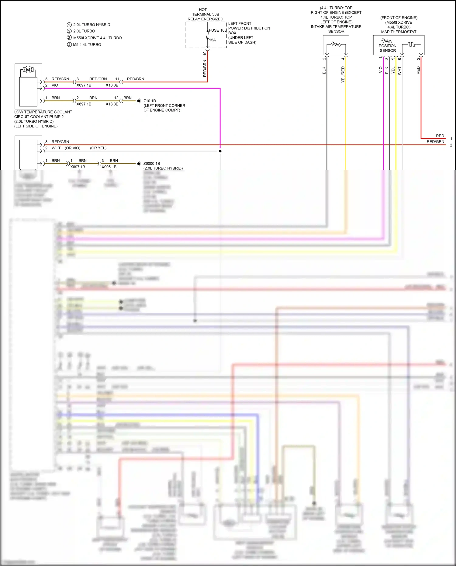 Wiring diagram engine coolant temperature sensor for BMW 5 series G30/G31 facelift (2020-2024) (3 of 3)