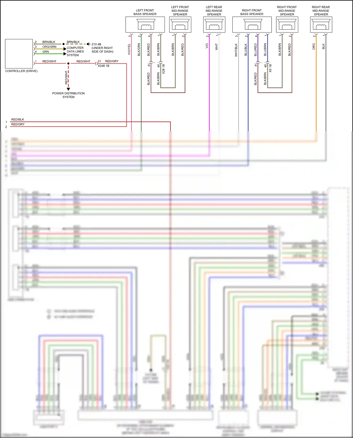 Wiring diagram left front mid-range speaker for BMW 5 series G30/G31 facelift (2020-2024) (2 of 16)