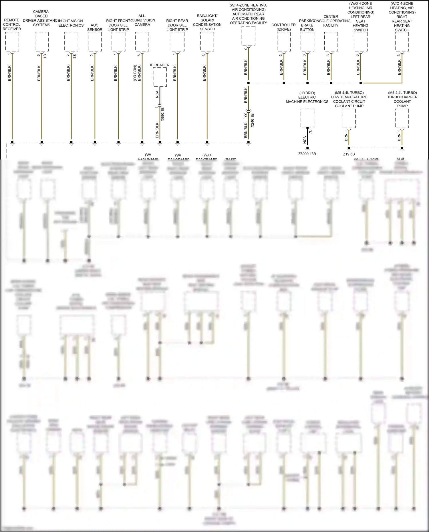 Wiring diagram left front vanity mirror switch for BMW 5 series G30/G31 facelift (2020-2024) (2 of 2)