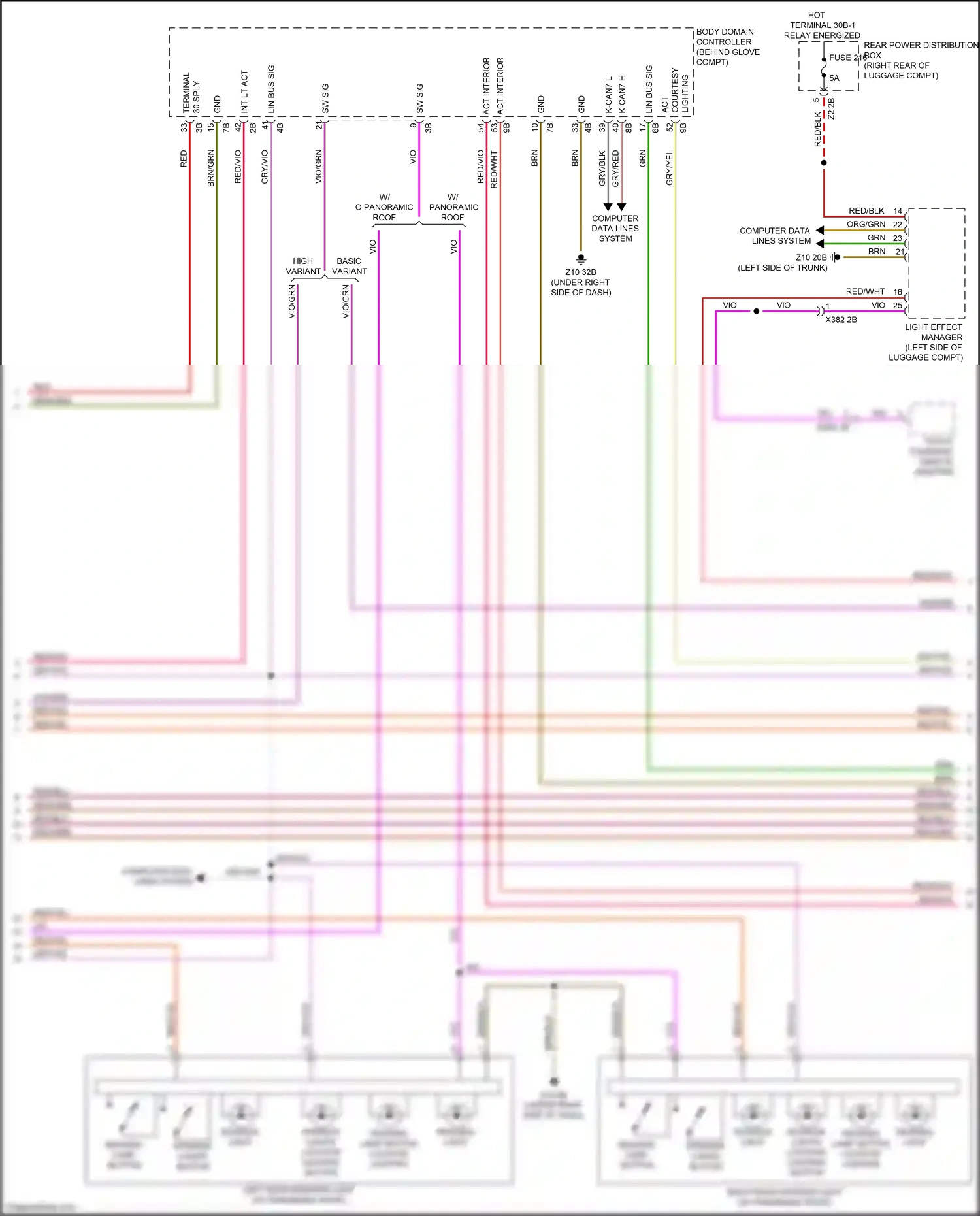 Wiring diagram basic variant for BMW 5 series G30/G31 (2016-2020) (1 of 4)
