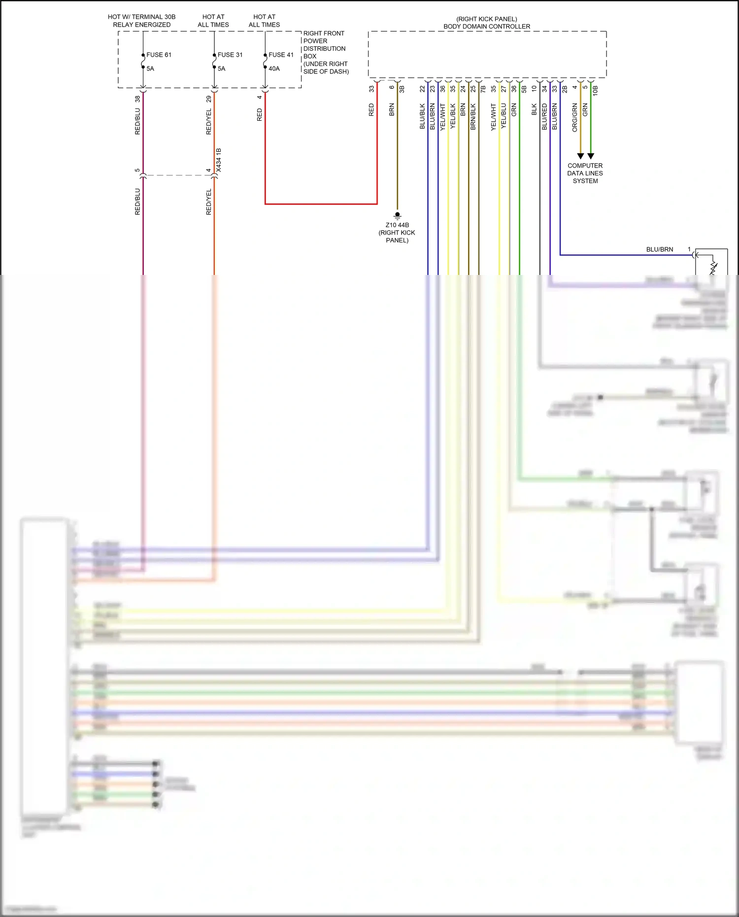 Wiring diagram coolant level sensor for BMW 5 series G30/G31 (2016-2020) (2 of 2)