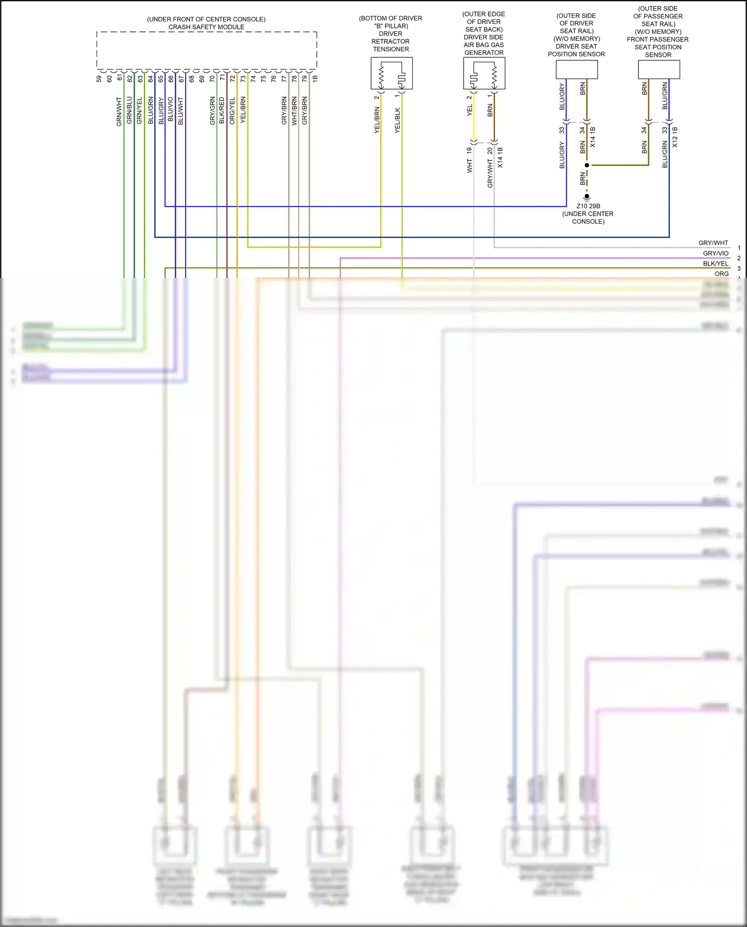 Wiring diagram driver seat position sensor for BMW 5 series G30/G31 (2016-2020) (2 of 2)