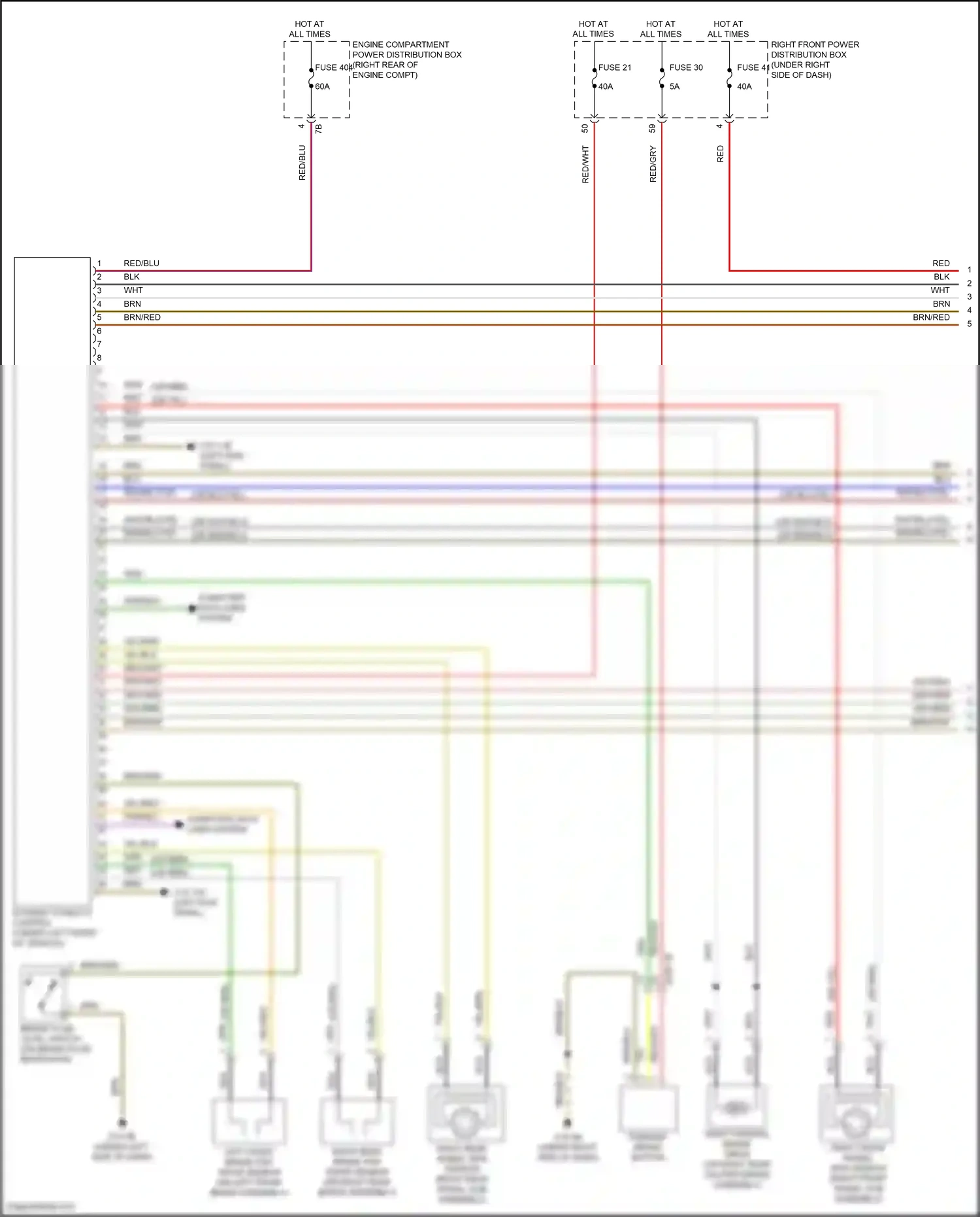 Wiring diagram engine compartment power distribution box for BMW 5 series G30/G31 (2016-2020) (1 of 16)