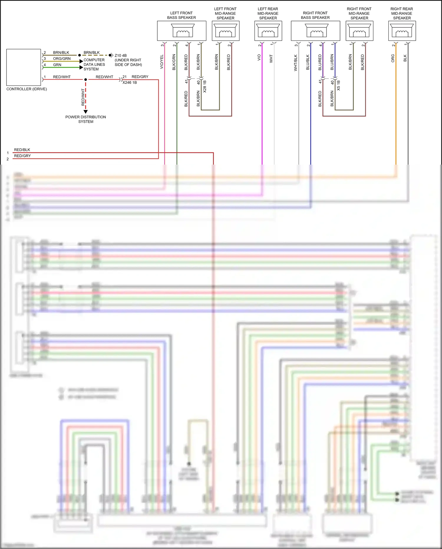 Wiring diagram left front mid-range speaker for BMW 5 series G30/G31 (2016-2020) (2 of 10)