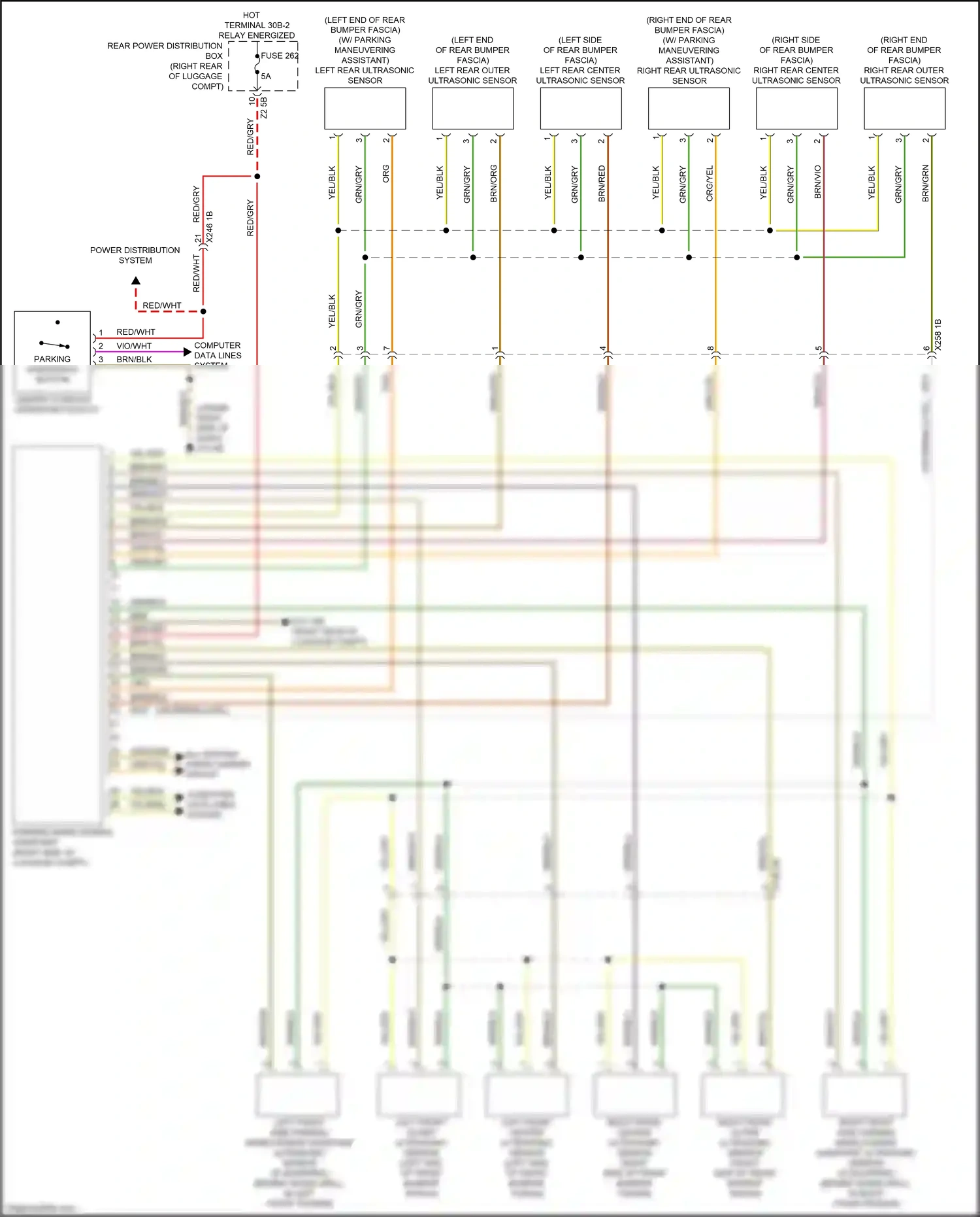 Wiring diagram left front outer ultrasonic sensor for BMW 5 series G30/G31 (2016-2020) (1 of 1)