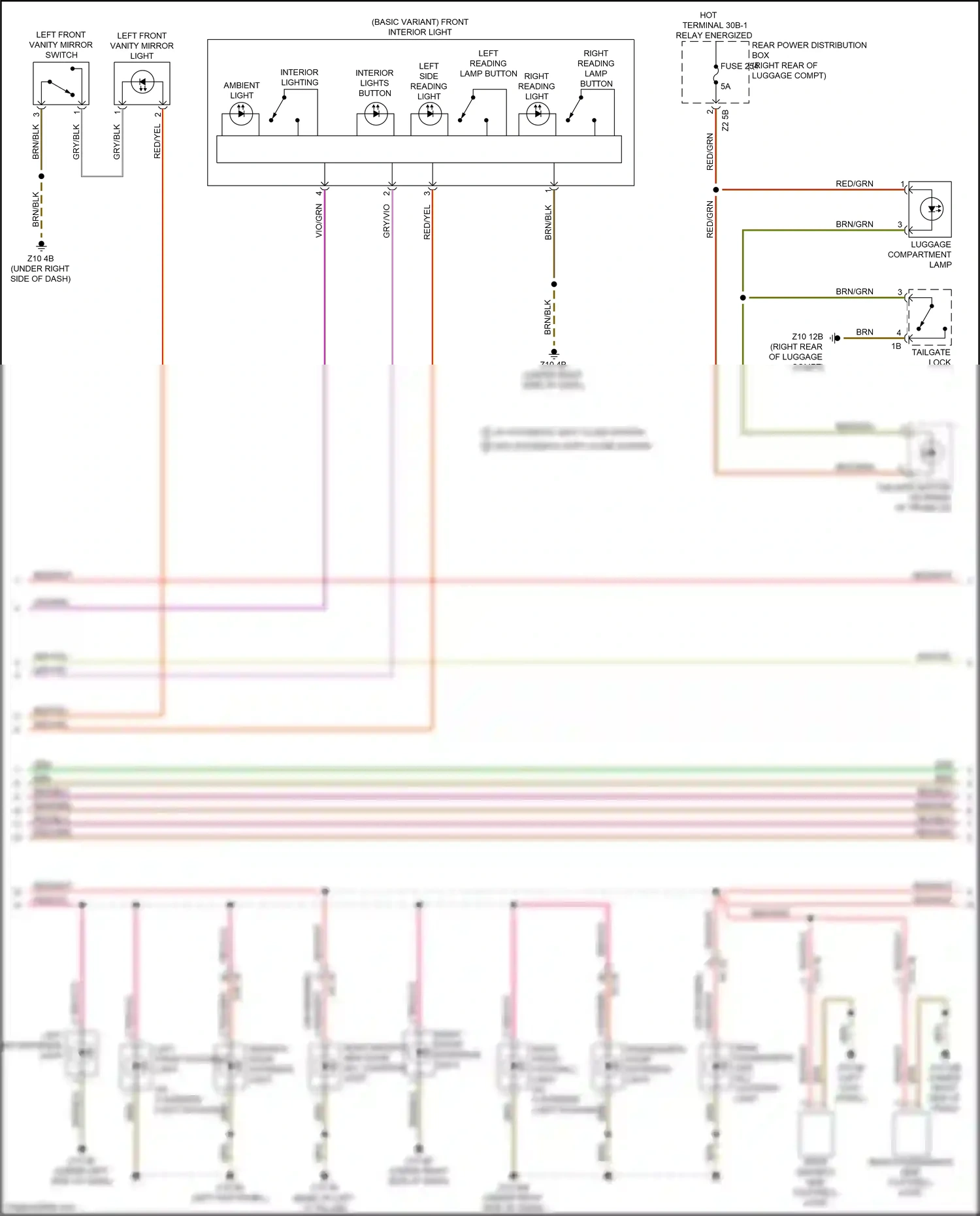 Wiring diagram left front vanity mirror switch for BMW 5 series G30/G31 (2016-2020) (1 of 2)