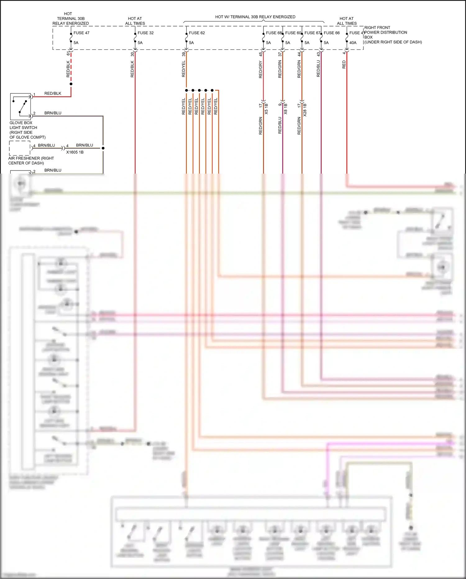 Wiring diagram left side reading light for BMW 5 series G30/G31 (2016-2020) (1 of 2)