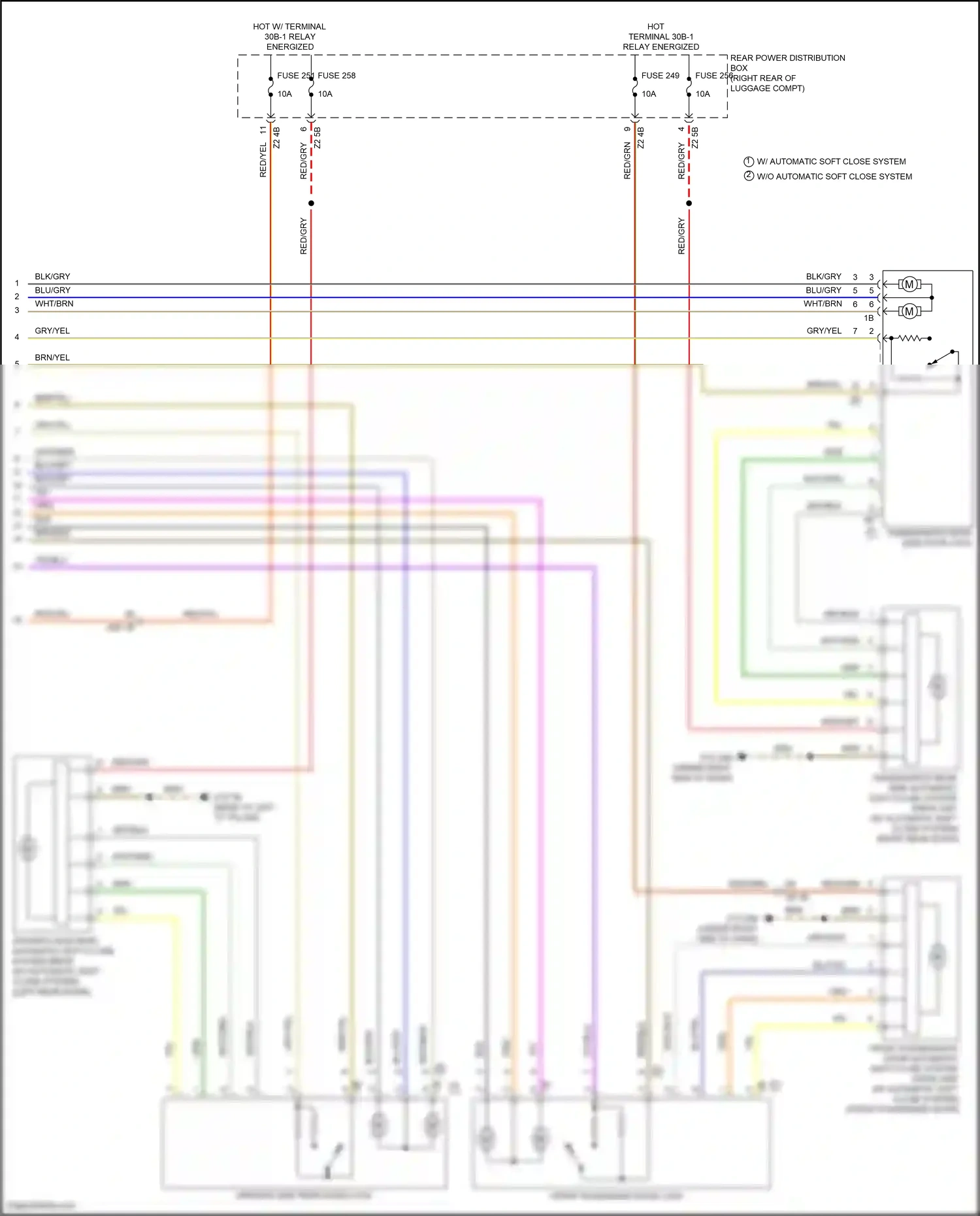 Wiring diagram passenger's rear side automatic soft-close system drive unit for BMW 5 series G30/G31 (2016-2020) (1 of 2)