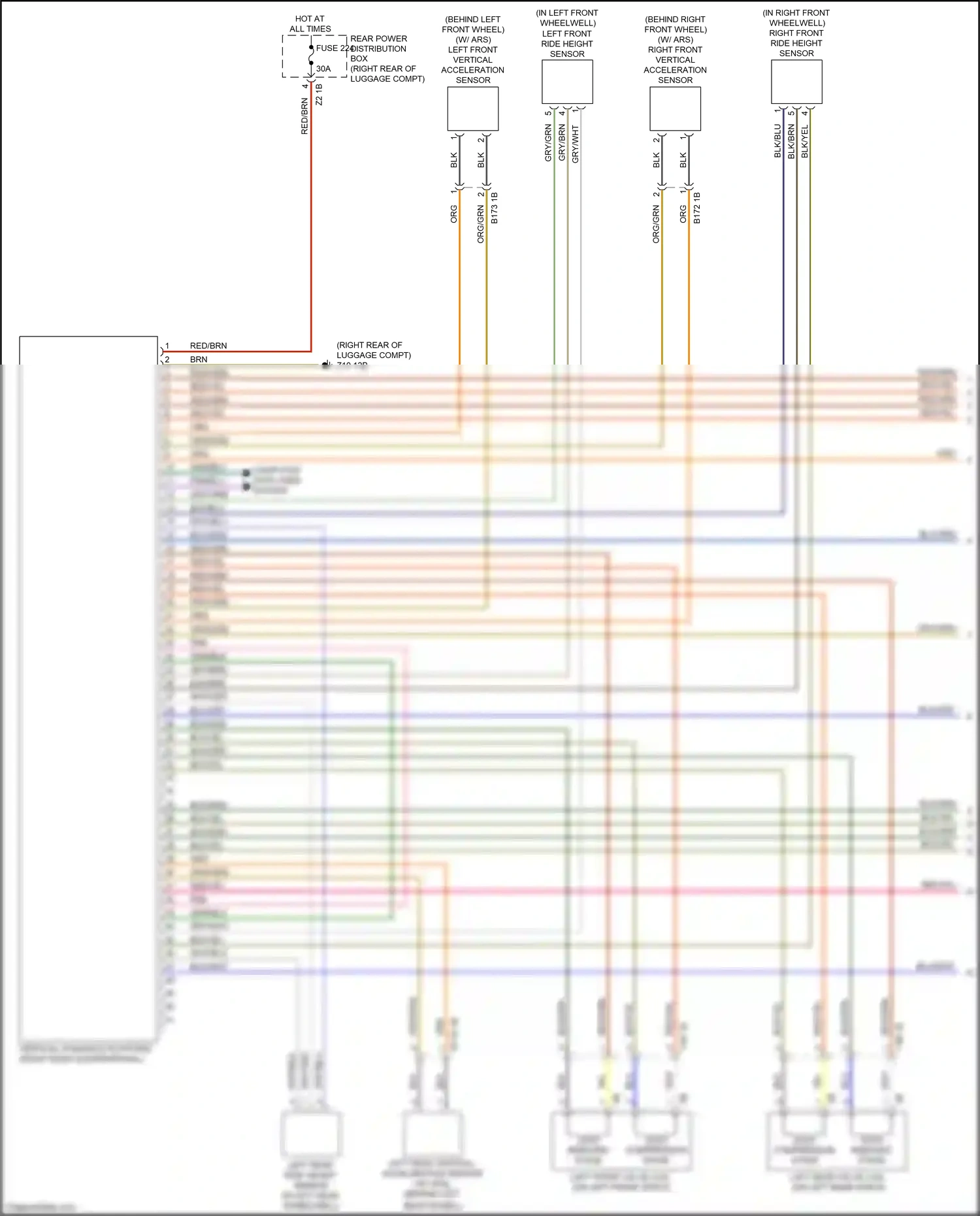 Wiring diagram right front vertical-acceleration sensor for BMW 5 series G30/G31 (2016-2020) (1 of 1)