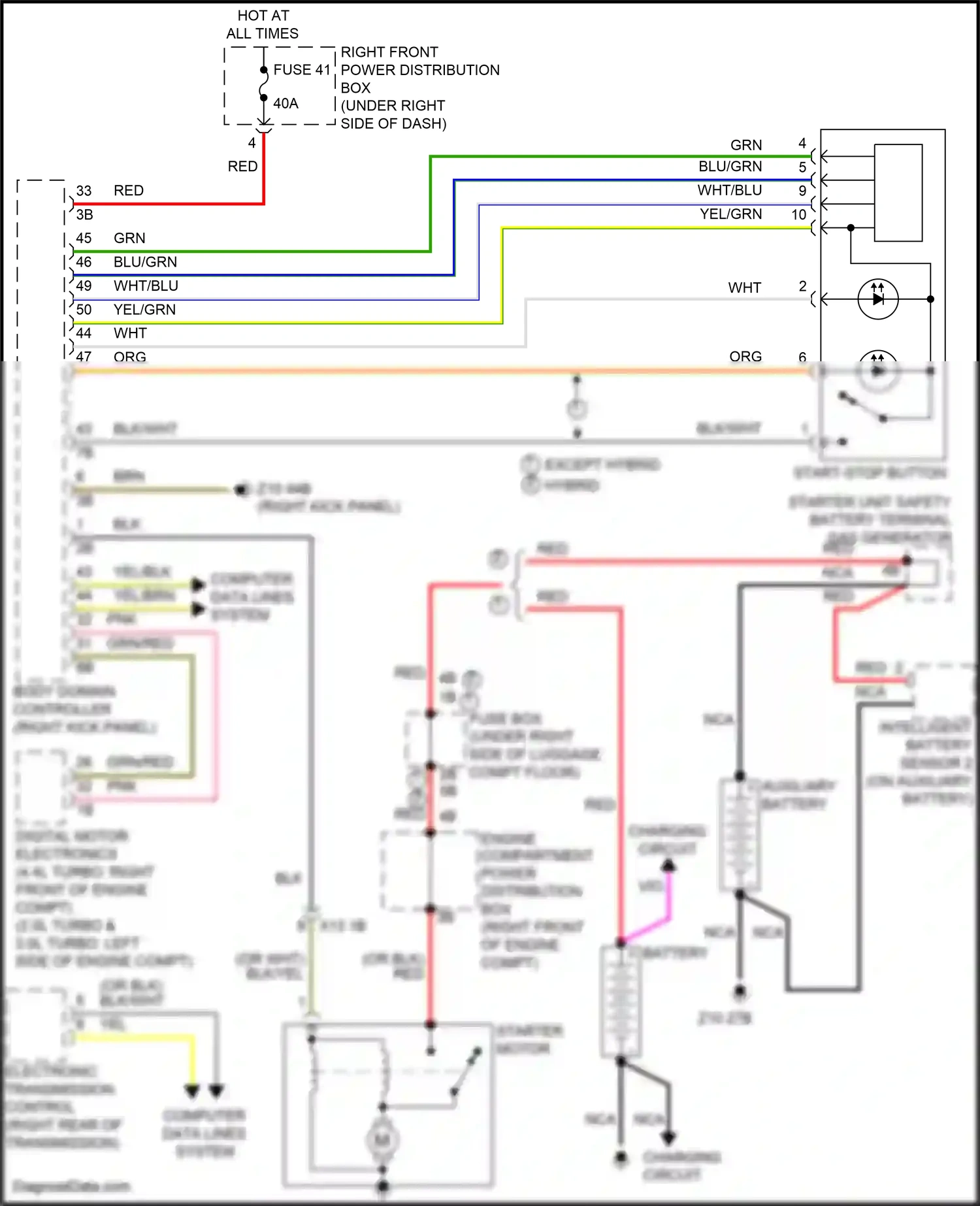 Wiring diagram start-stop button for BMW 5 series G30/G31 (2016-2020) (3 of 3)