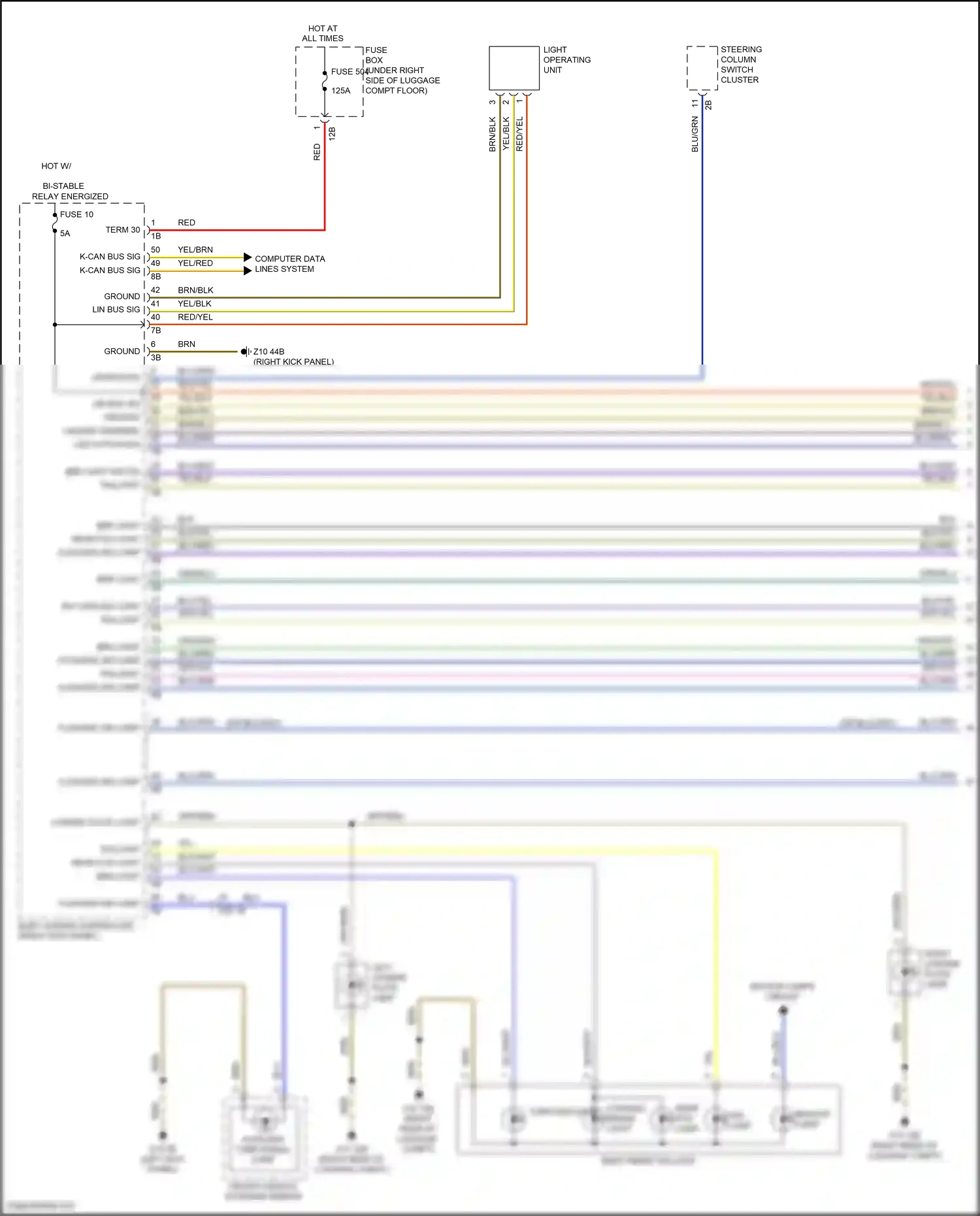 Wiring diagram steering column switch cluster for BMW 5 series G30/G31 (2016-2020) (3 of 15)