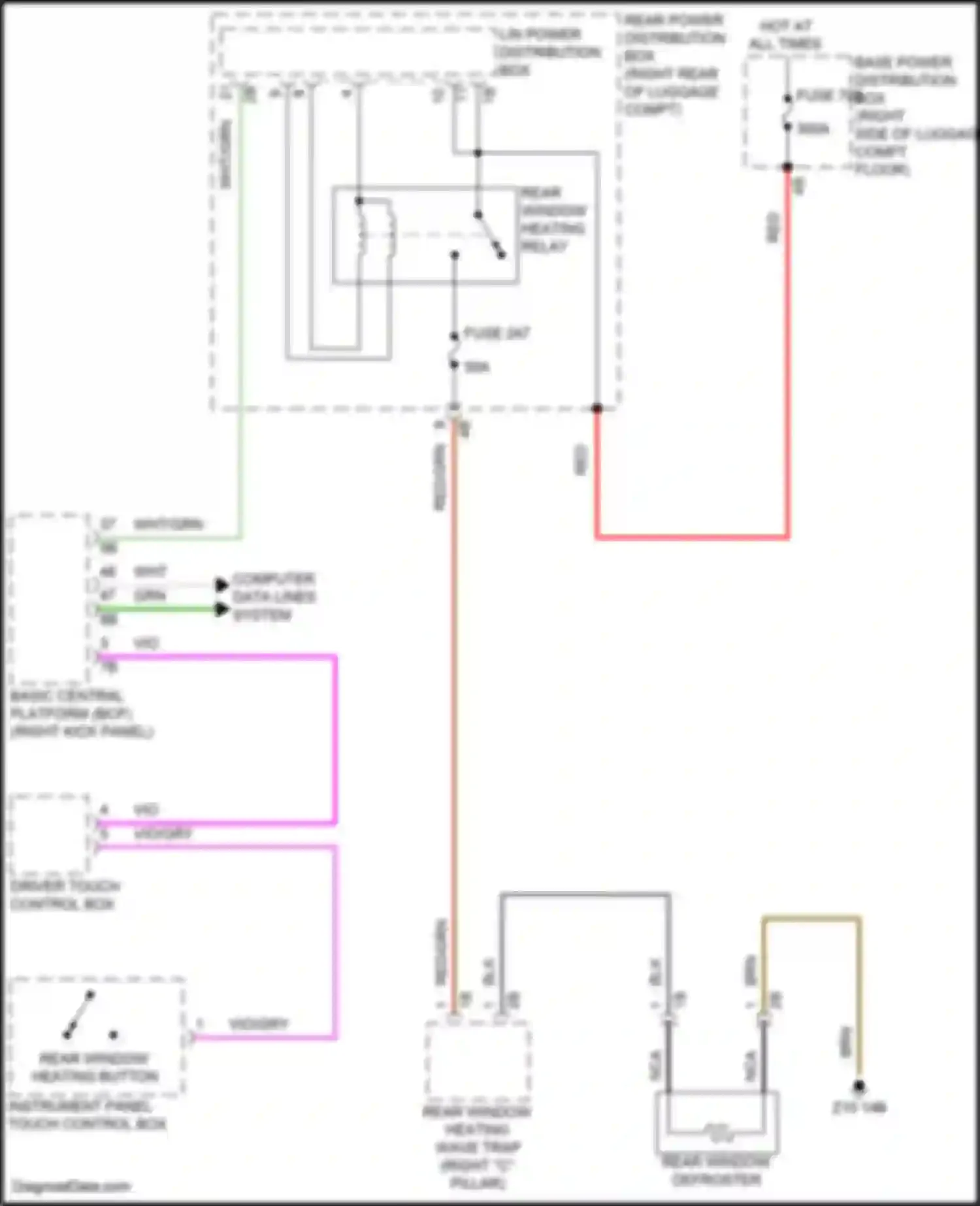 5 series BMW G60 (2023-2024): Rear defogger circuit