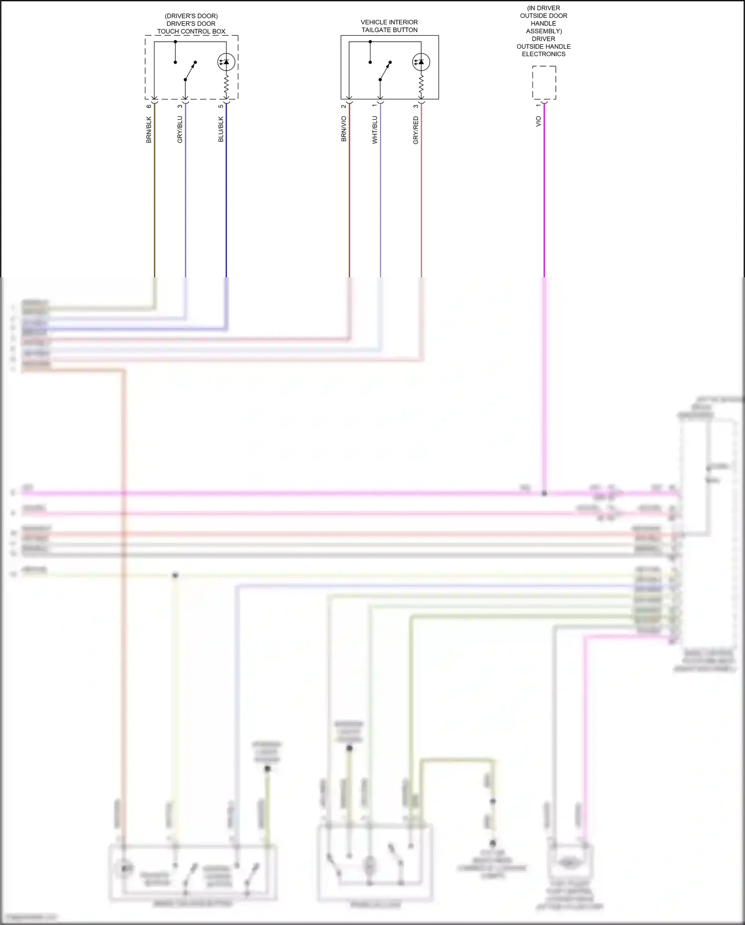 Wiring diagram inside tailgate button for BMW 5 series G60 (2023-2024) (1 of 3)