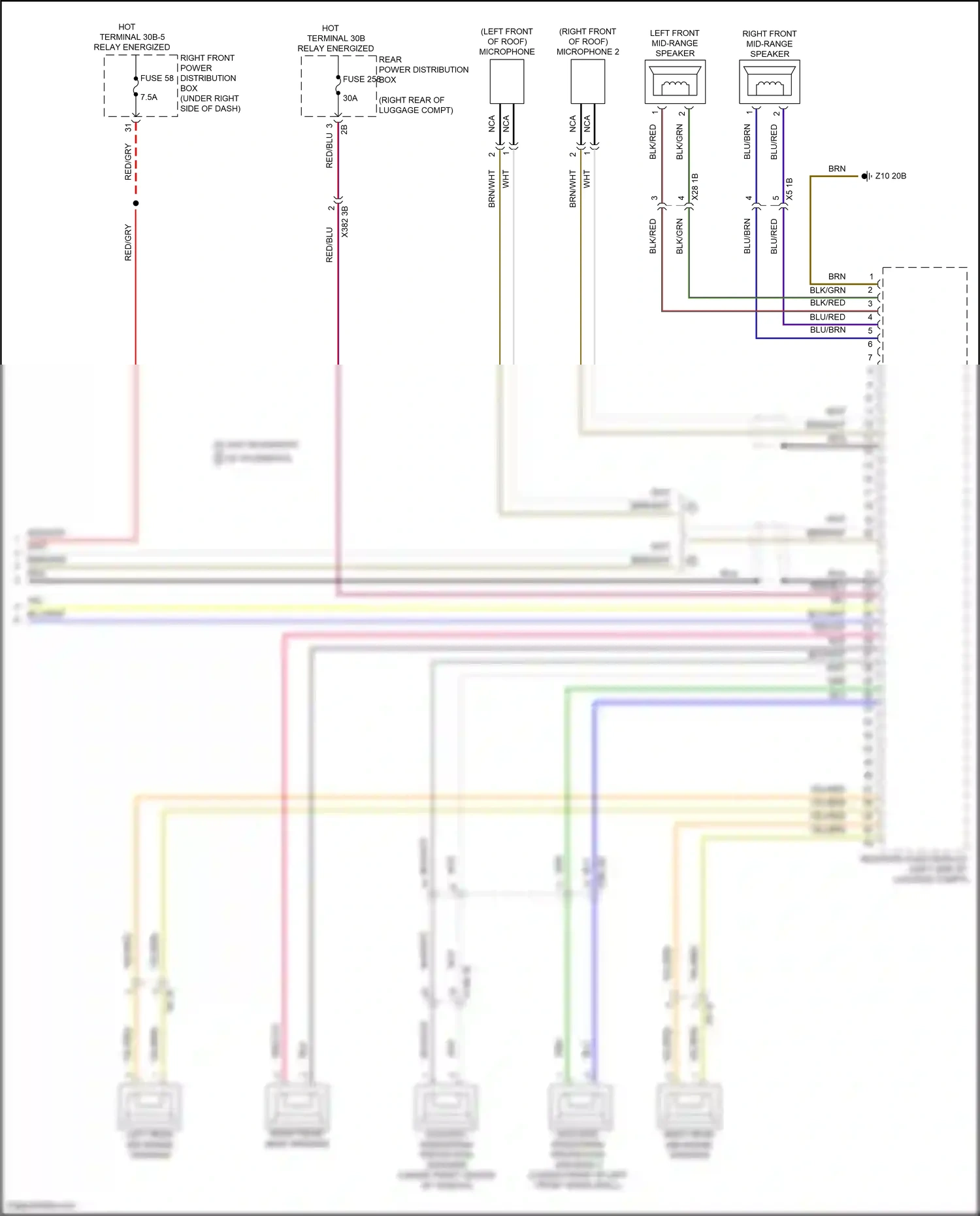Wiring diagram left front mid-range speaker for BMW 5 series G60 (2023-2024) (1 of 6)