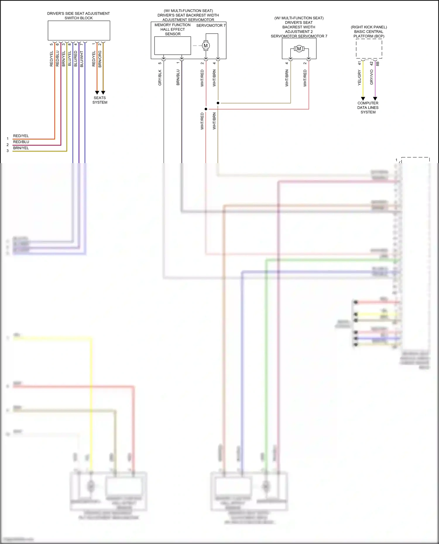 Wiring diagram memory function hall effect sensor for BMW 5 series G60 (2023-2024) (2 of 4)