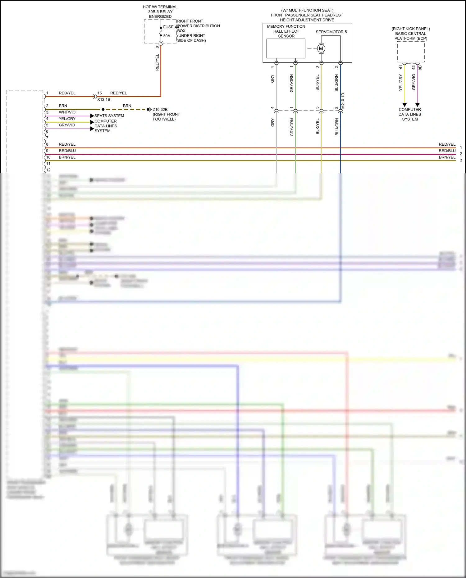 Wiring diagram memory function hall effect sensor for BMW 5 series G60 (2023-2024) (3 of 4)