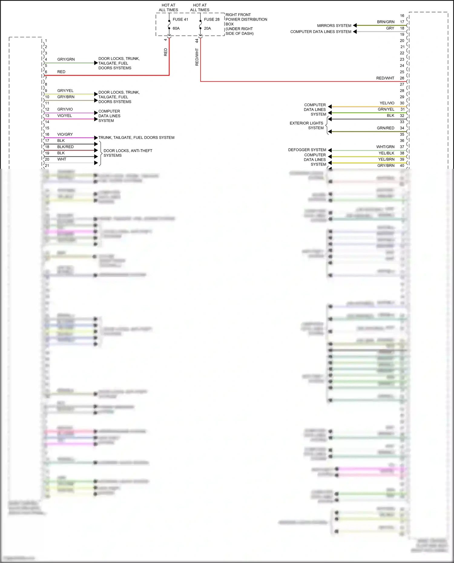 Wiring diagram mirrors system for BMW 5 series G60 (2023-2024) (1 of 1)