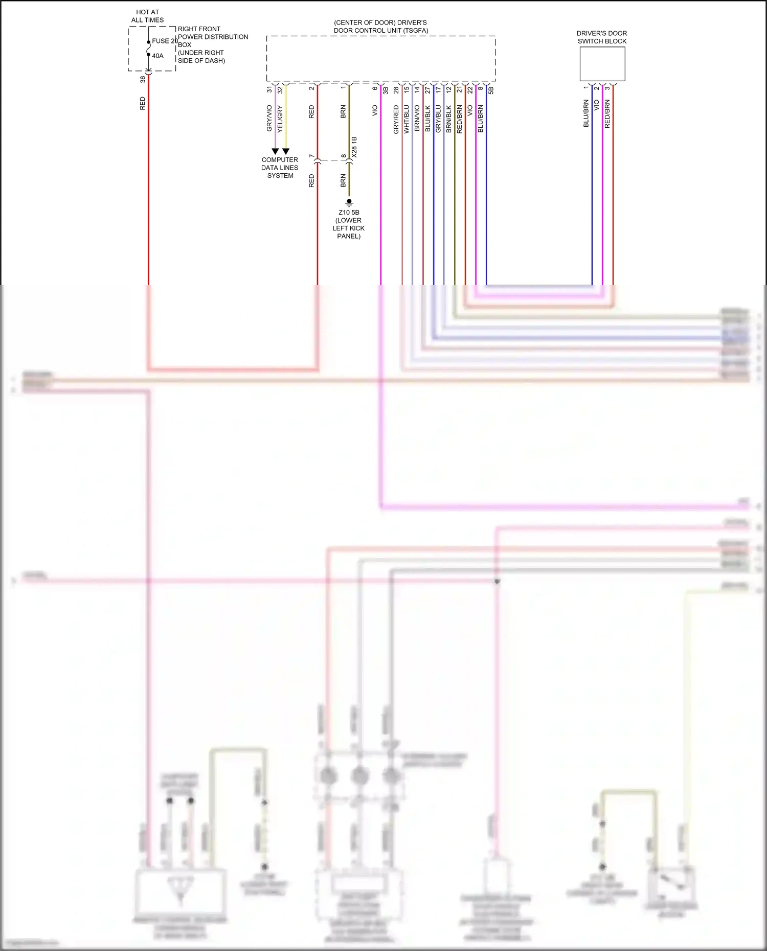 Wiring diagram outer tailgate button for BMW 5 series G60 (2023-2024) (1 of 4)