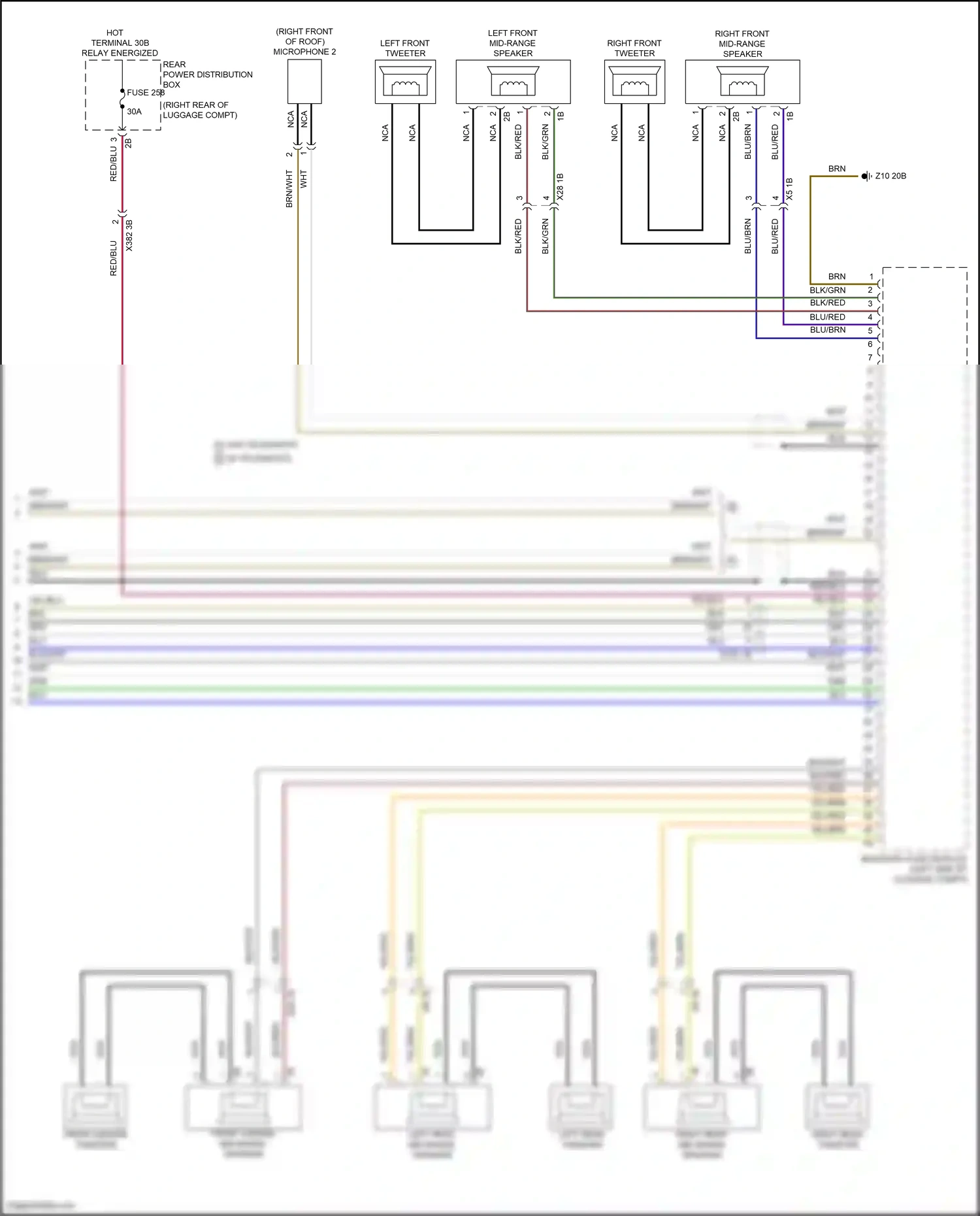 Wiring diagram right front mid-range speaker for BMW 5 series G60 (2023-2024) (2 of 6)