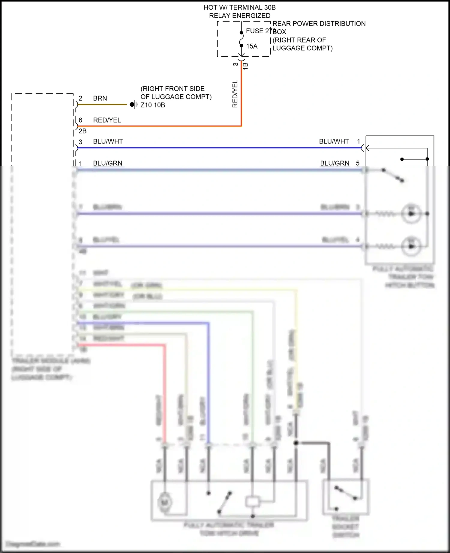 Wiring diagram trailer socket switch for BMW 5 series G60 (2023-2024) (1 of 2)