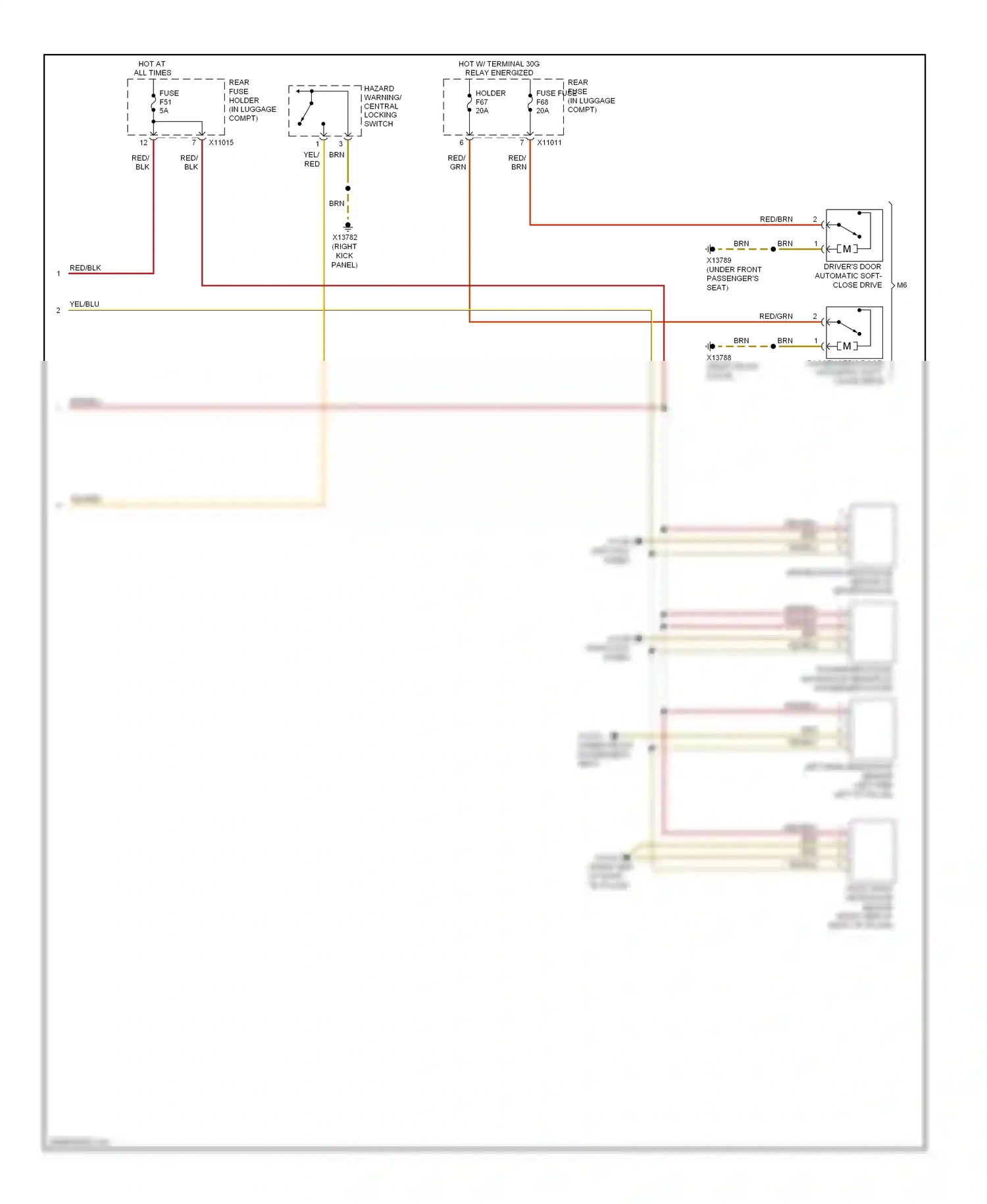 Wiring diagram driver's door automatic soft- for BMW 6 series E63/E64 facelift (2007-2010) (1 of 2)
