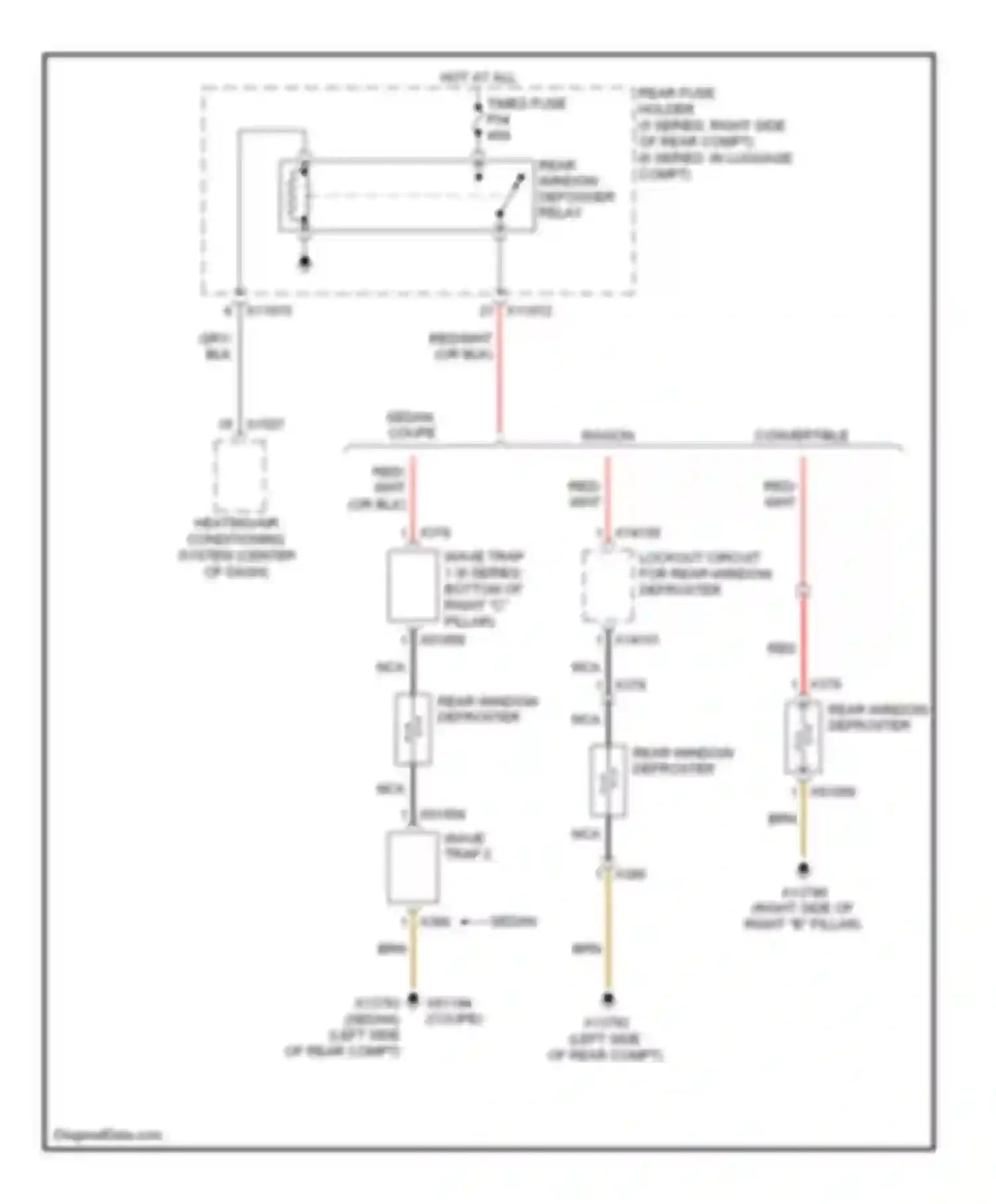 Wiring diagram rear window defogger relay for BMW 6 series E63/E64 facelift (2007-2010)