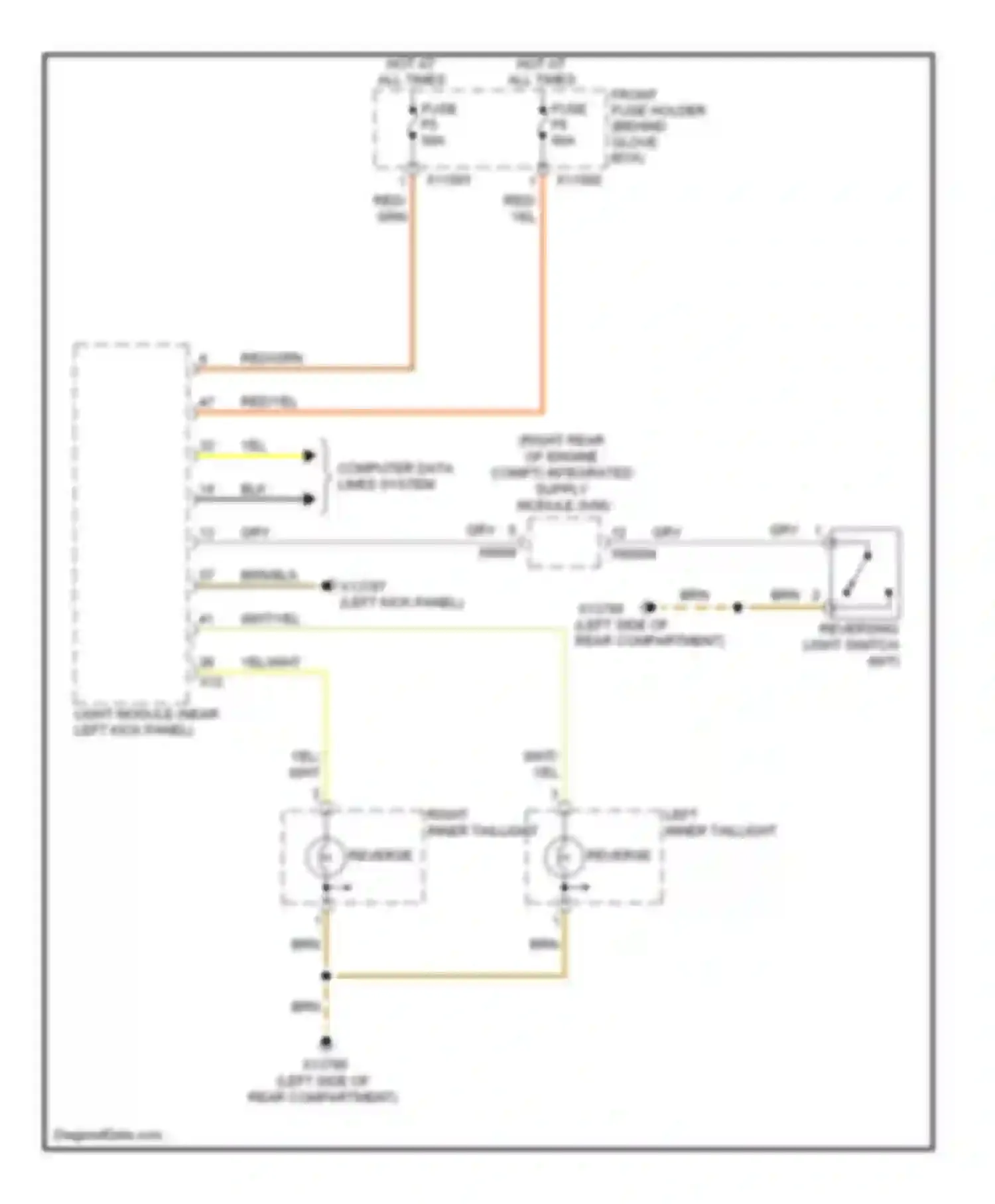 Wiring diagram left inner taillight for BMW 6 series E63/E64 facelift (2007-2010)