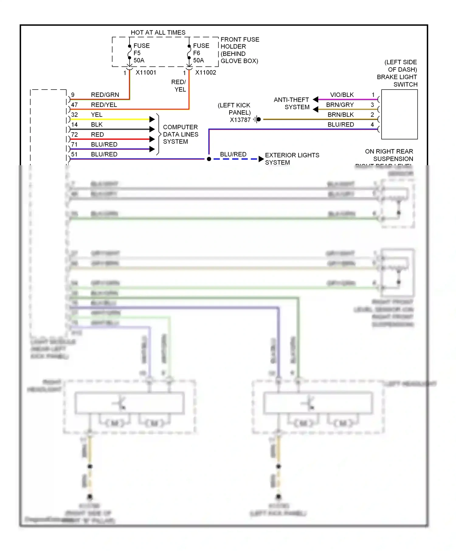 Wiring diagram right headlight for BMW 6 series E63/E64 facelift (2007-2010) (2 of 4)