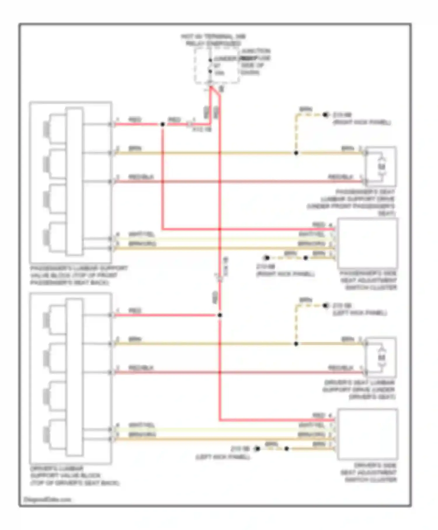 Wiring diagram driver's side seat adjustment switch cluster for BMW 6 series F06/F13/F12 (2011-2015) (3 of 3)