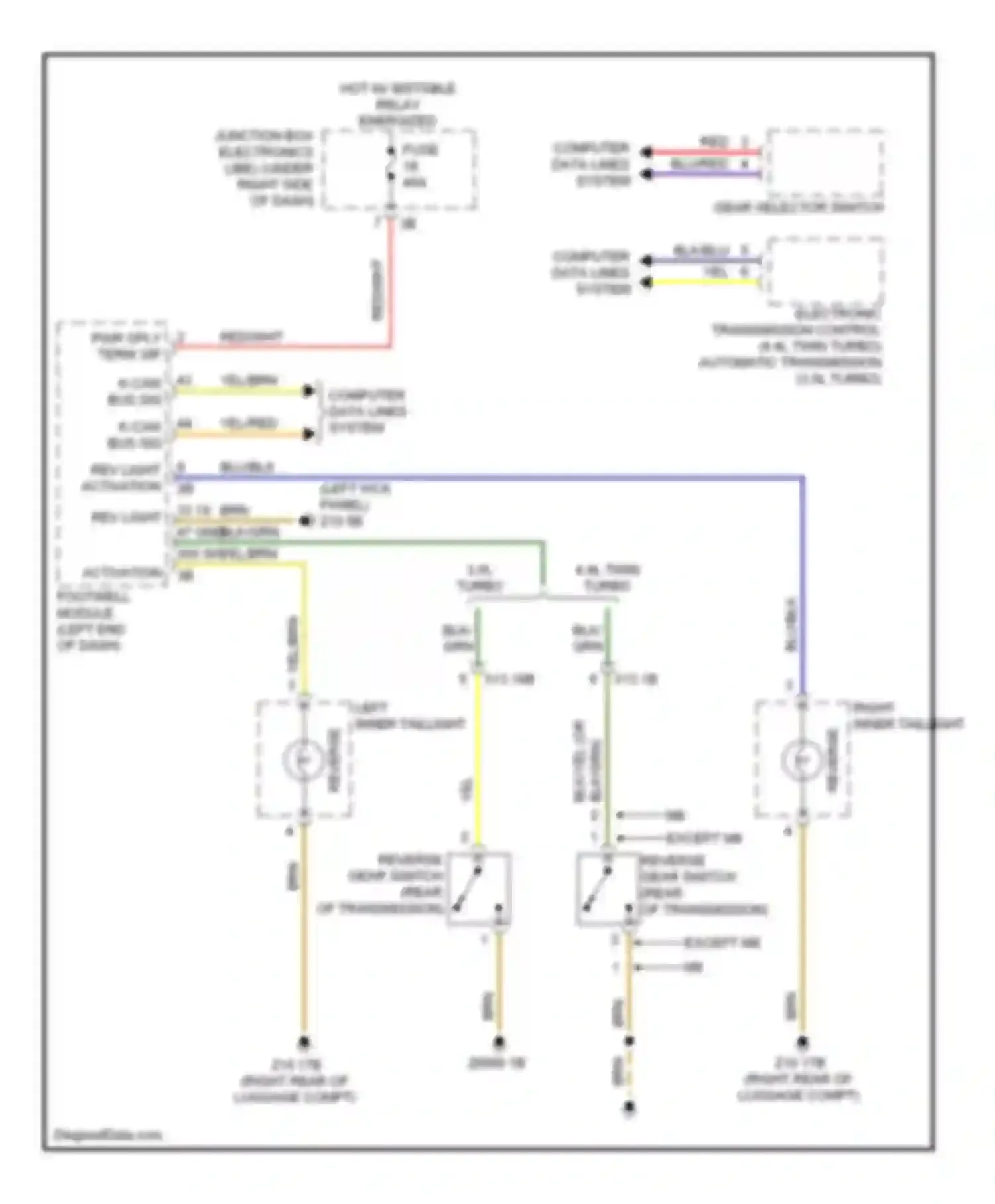 Wiring diagram rev light activation 33 19 47 gnd sw sig rev light for BMW 6 series F06/F13/F12 (2011-2015)