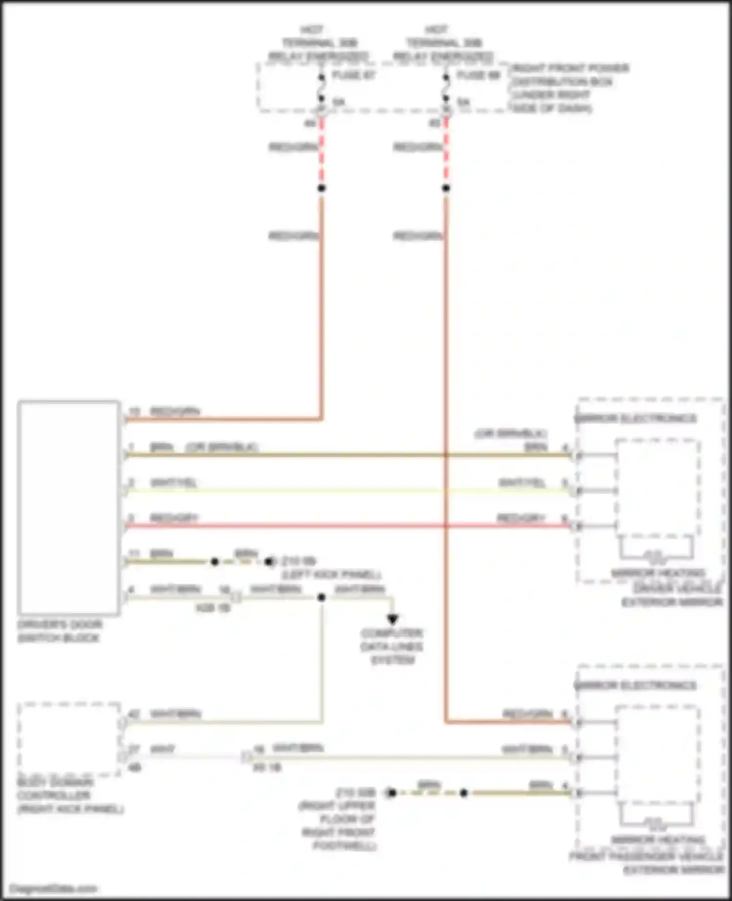 Car Wiring Diagrams for 6 series GT BMW G32 (2017-2020): Heated mirrors circuit