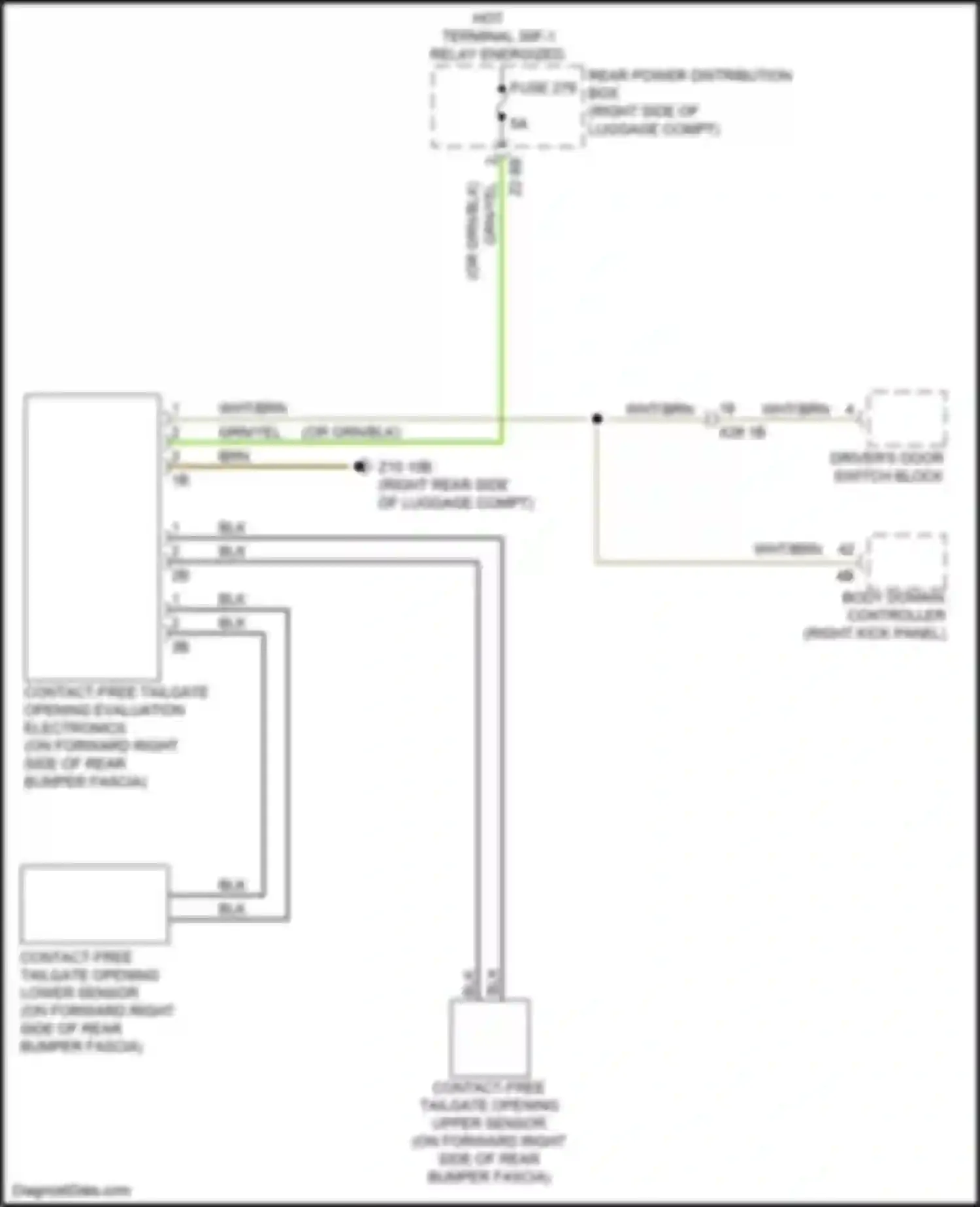 Wiring diagram contact-free tailgate opening lower sensor for BMW 6 series GT G32 (2017-2020) (1 of 1)