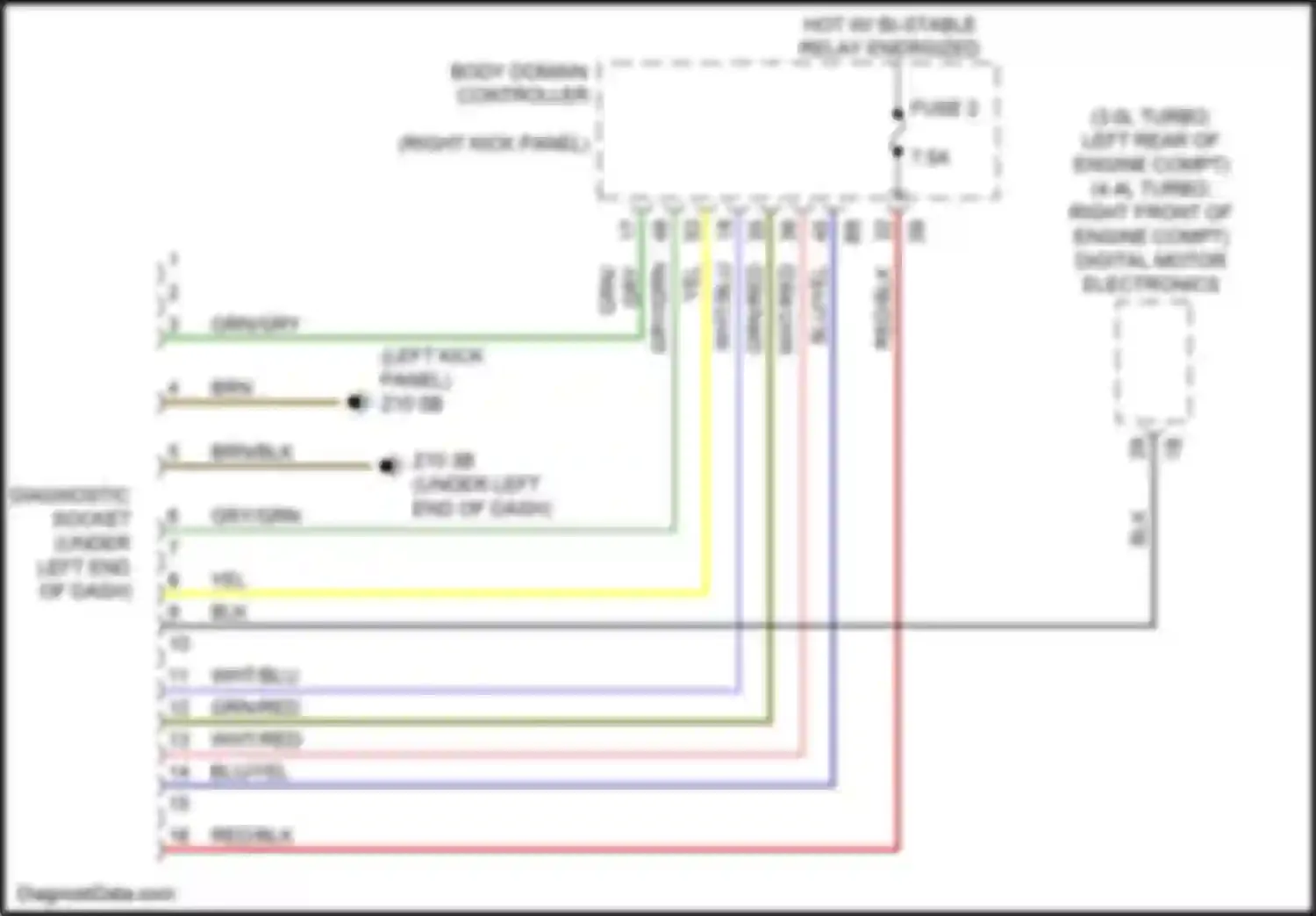 Wiring diagram diagnostic socket for BMW 6 series GT G32 (2017-2020) (1 of 4)