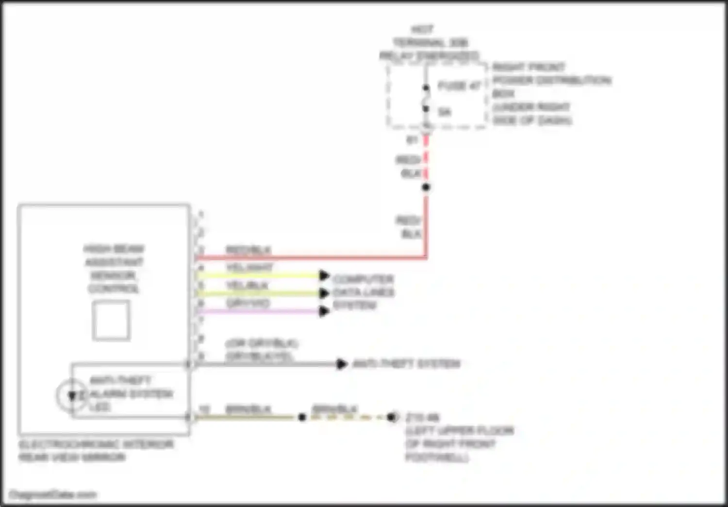 Wiring diagram electrochromic interior rear view mirror for BMW 6 series GT G32 (2017-2020) (5 of 5)