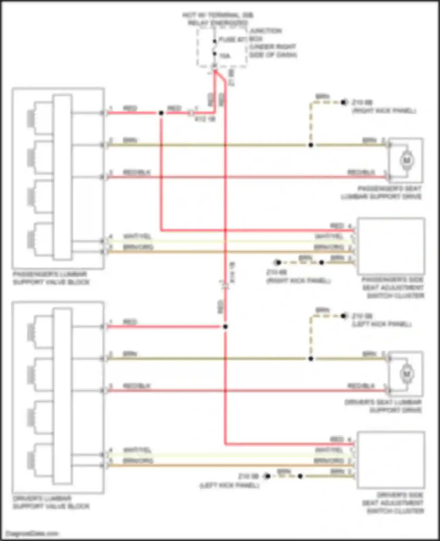 Car Wiring Diagrams for 6 series BMW F06/F13/F12 facelift (2015-2018): Front lumbar circuit, w/o active seats