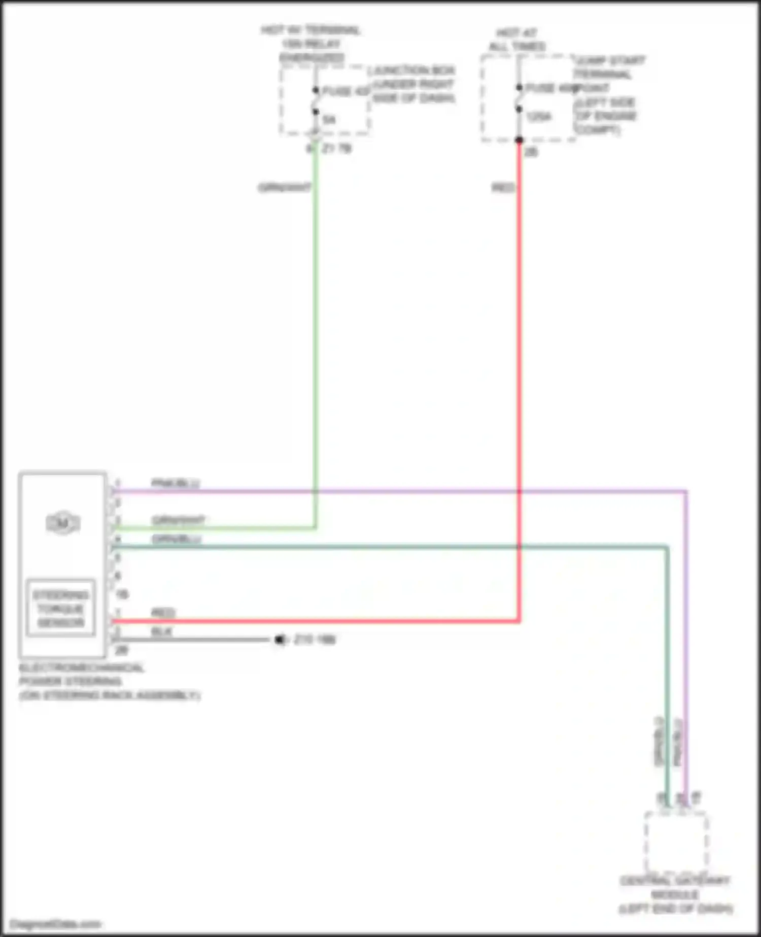 Wiring diagram electromechanical power steering for BMW 6 series F06/F13/F12 facelift (2015-2018) (2 of 3)